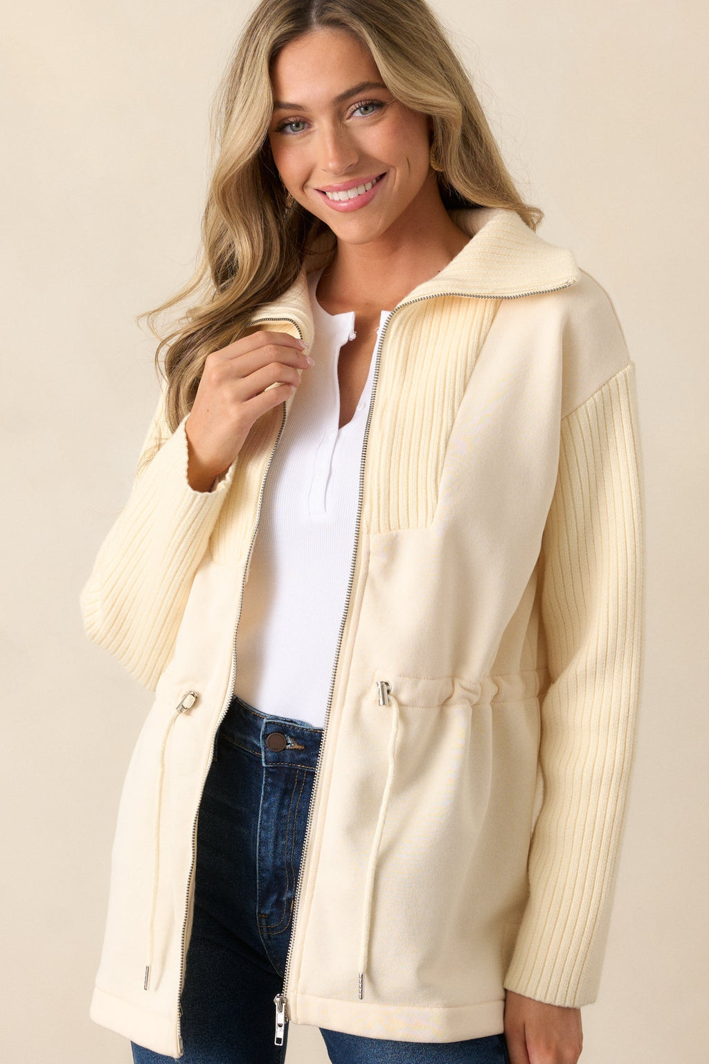 Alabaster Dreams Ecru Drawstring Jacket