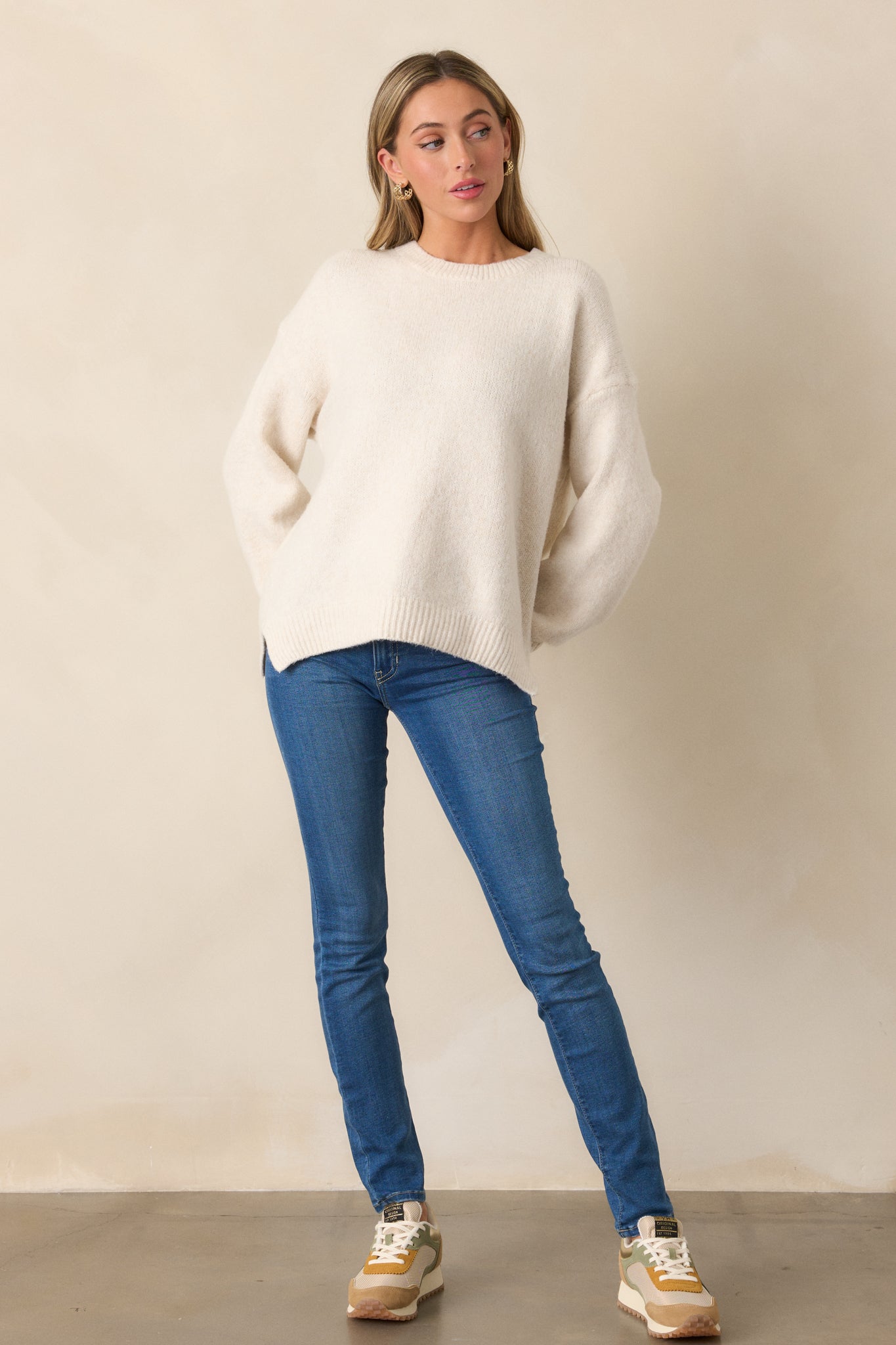 From Time To Time Oatmeal Pullover Sweater