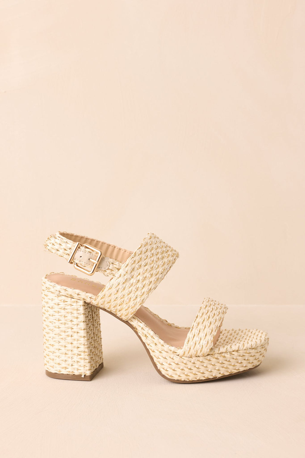 Nobody Else Natural & Gold Espadrille High Heel Platform Sandals