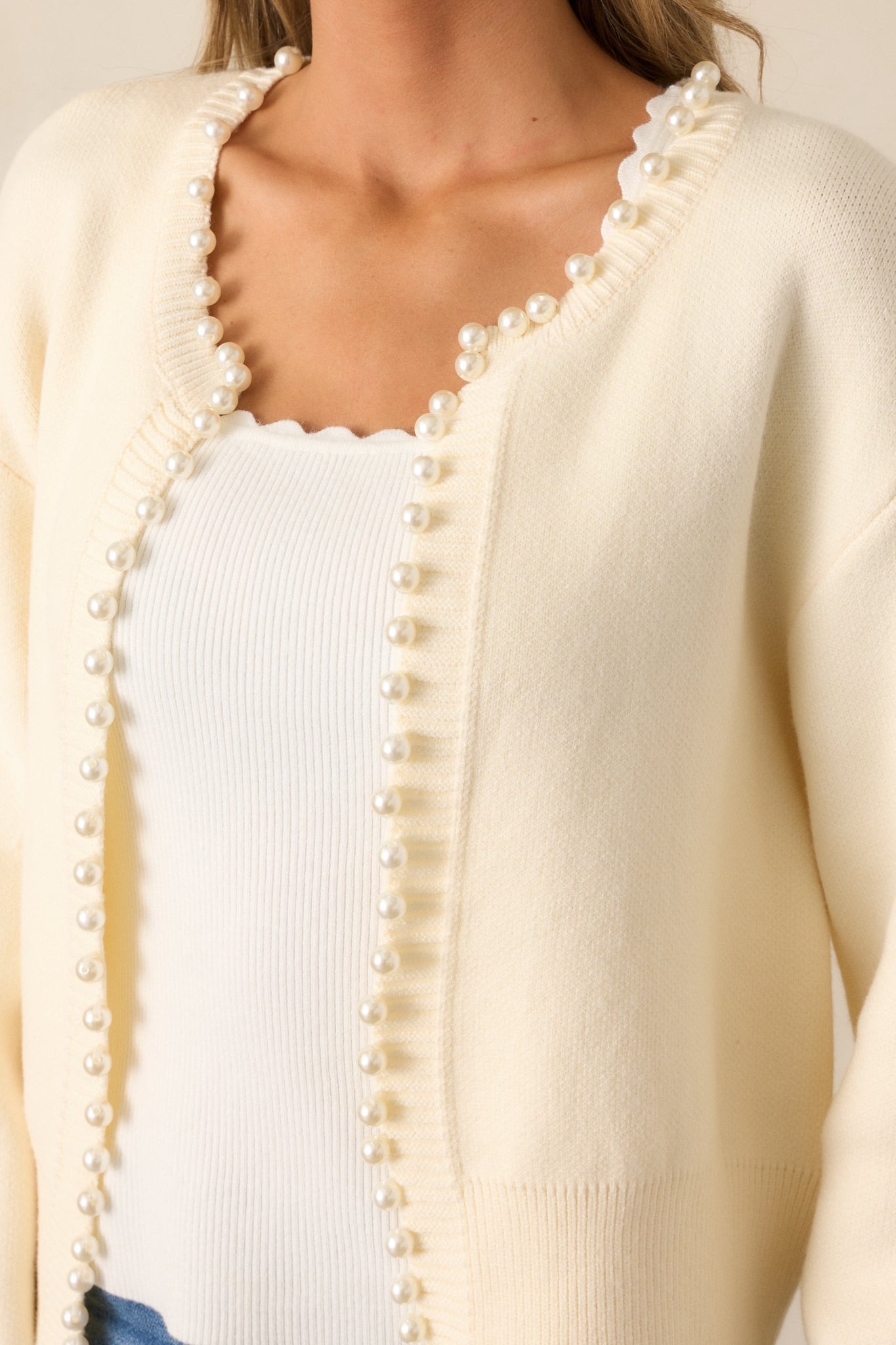 Morning Breeze Ivory Pearl Trim Cardigan