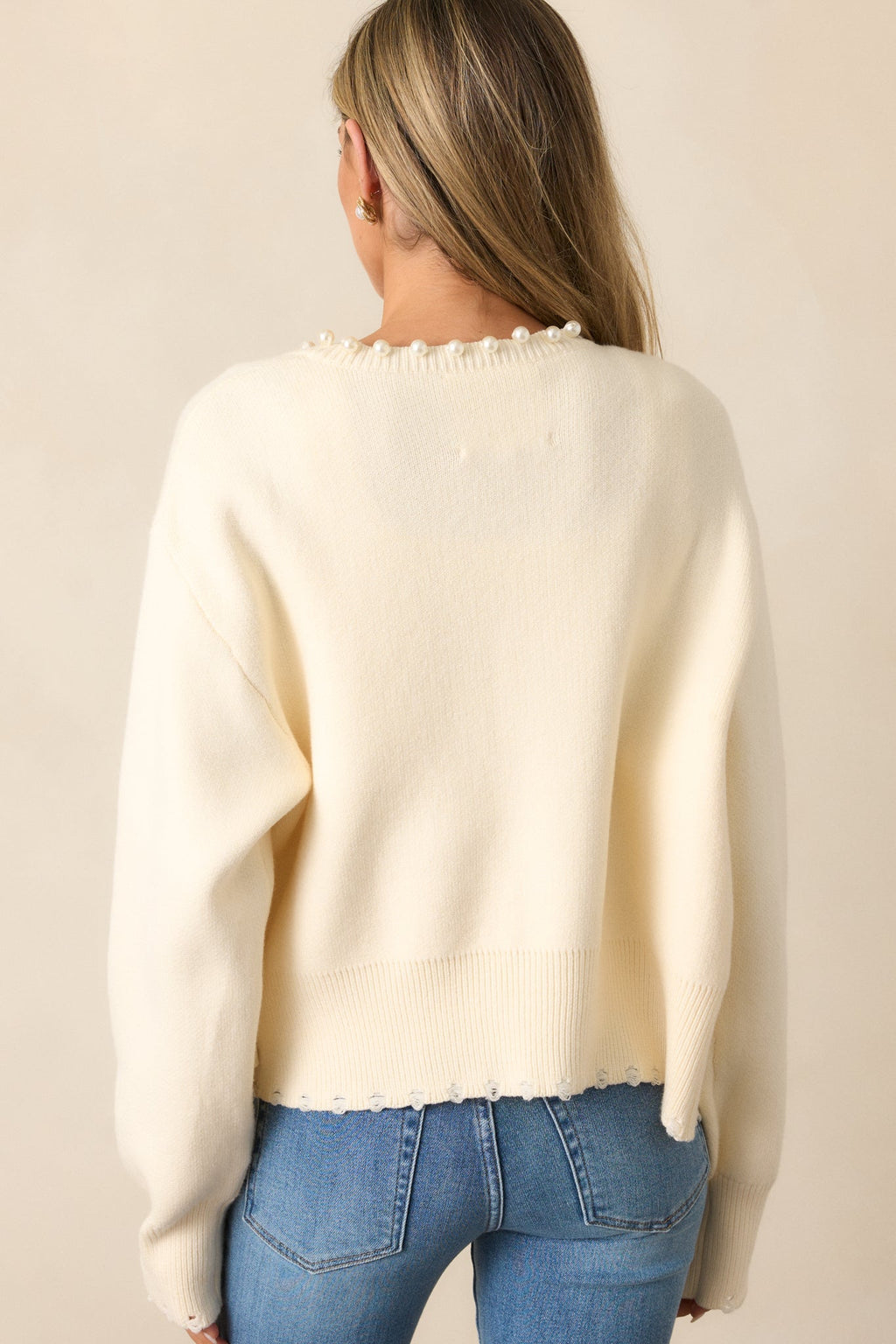 Morning Breeze Ivory Pearl Trim Cardigan