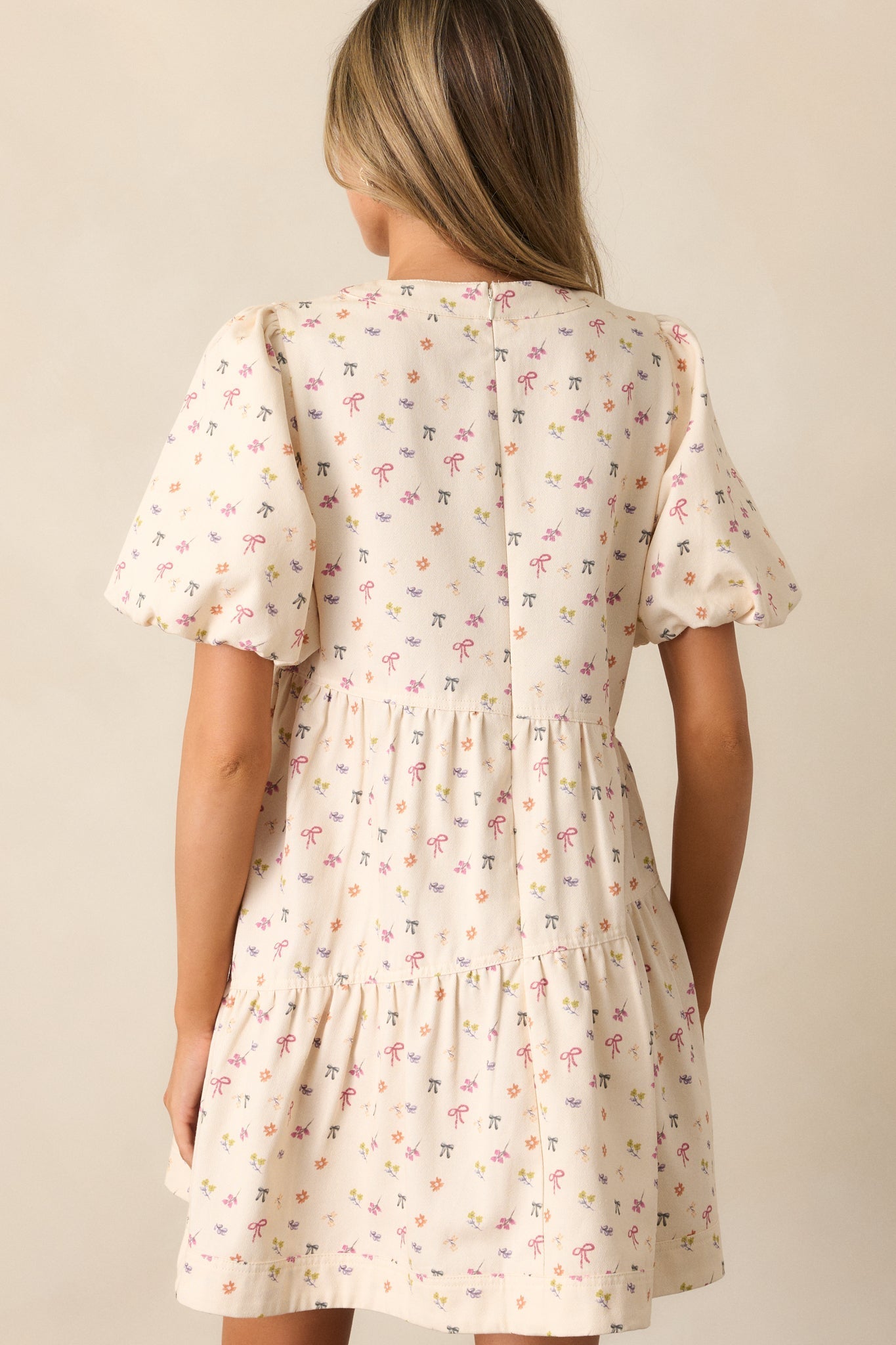 Gone Dancing Cotton Ivory Floral Mini Dress