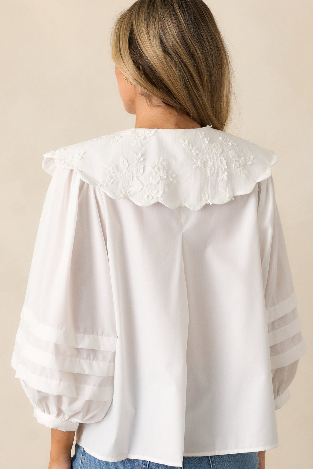 Walk With Me Ivory Floral Embroidered Blouse