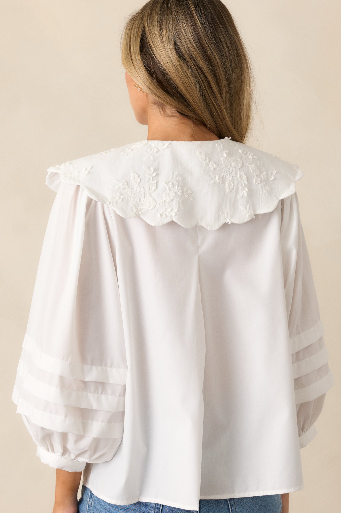 Walk With Me Ivory Floral Embroidered Blouse