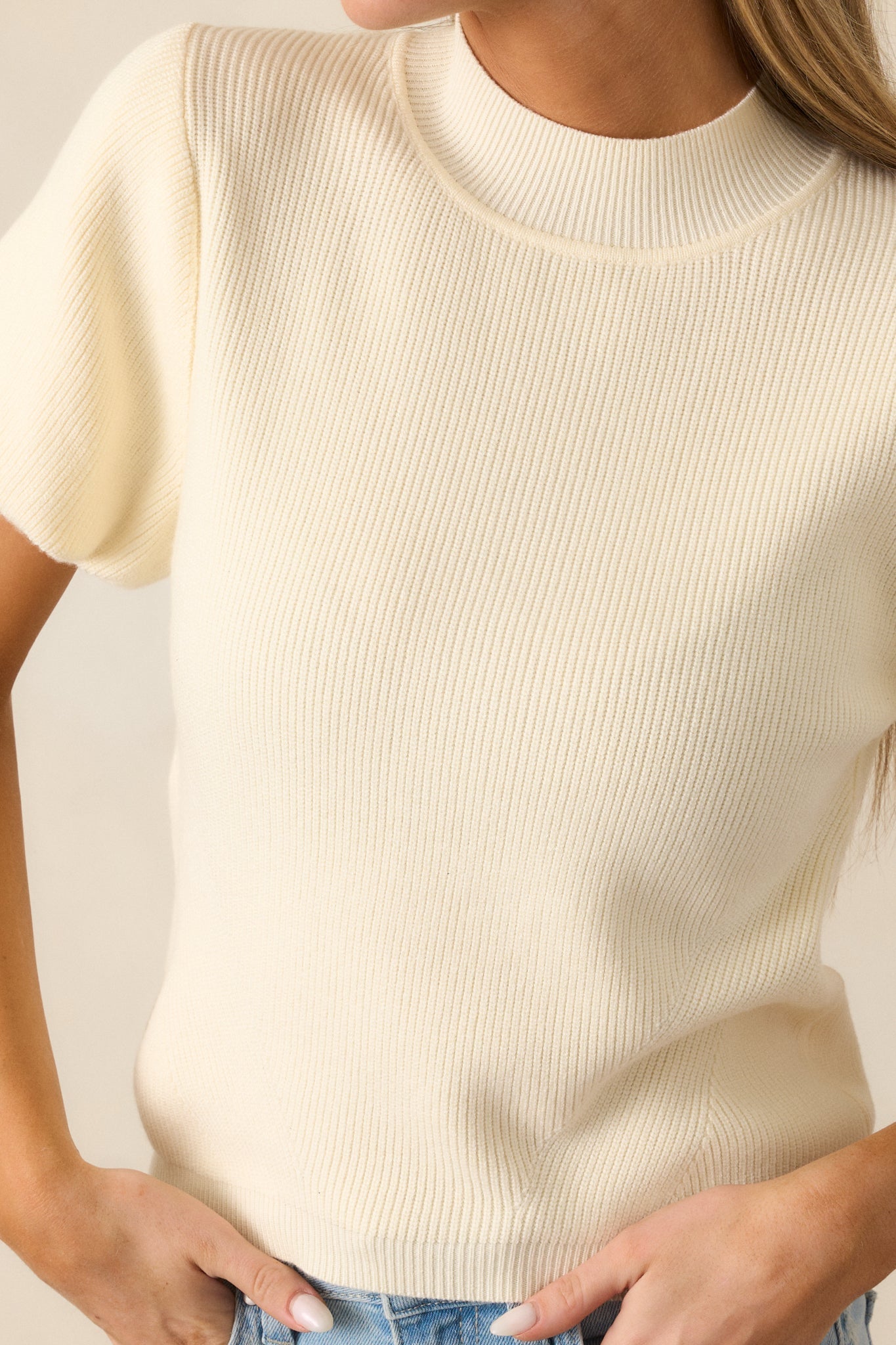 Busy Morning Ivory Short Sleeve Knit Top