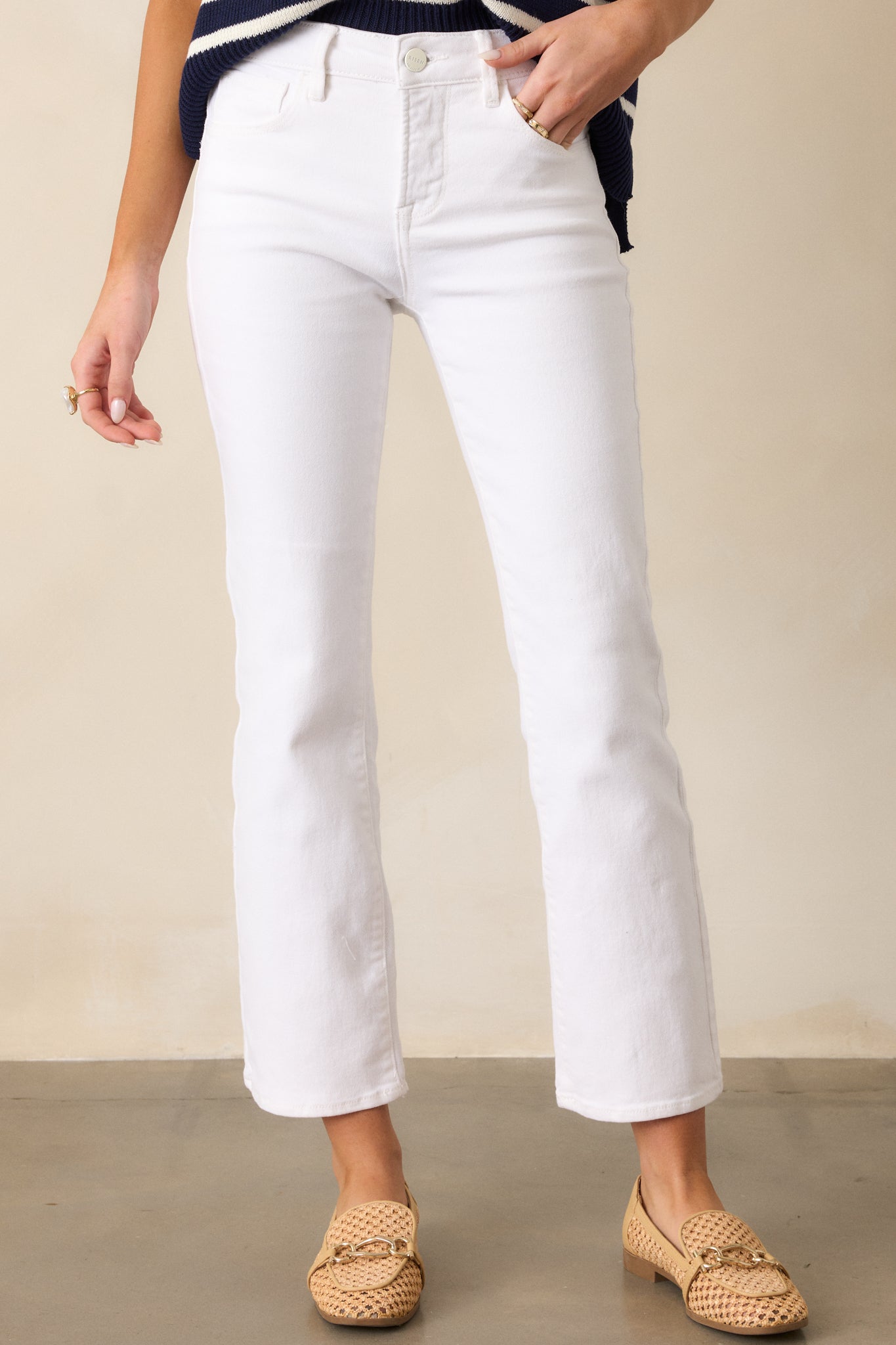 Over You Again White High Waisted Straight Leg Jeans