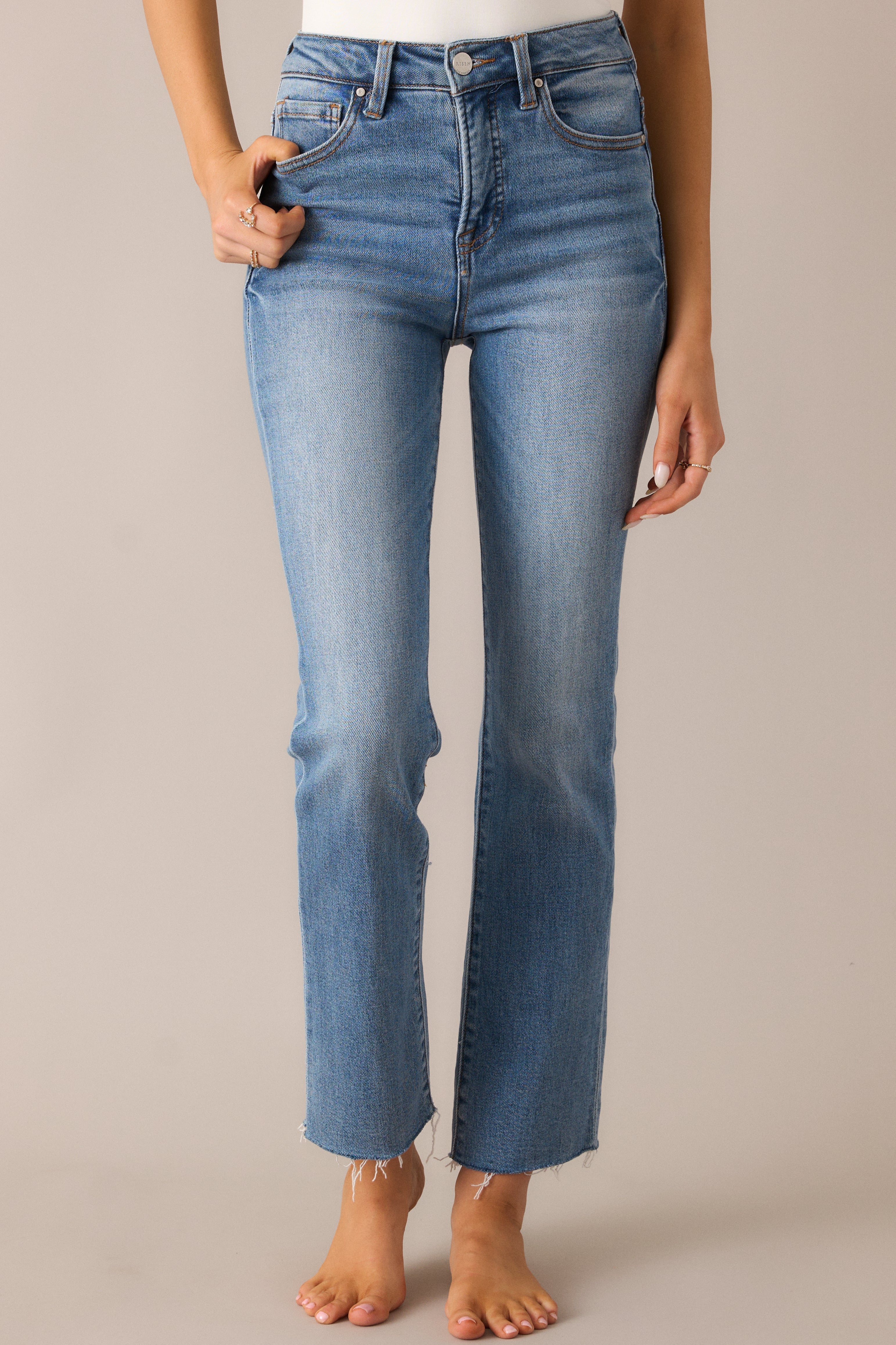 Push The Limit Medium Wash Straight Leg Jeans