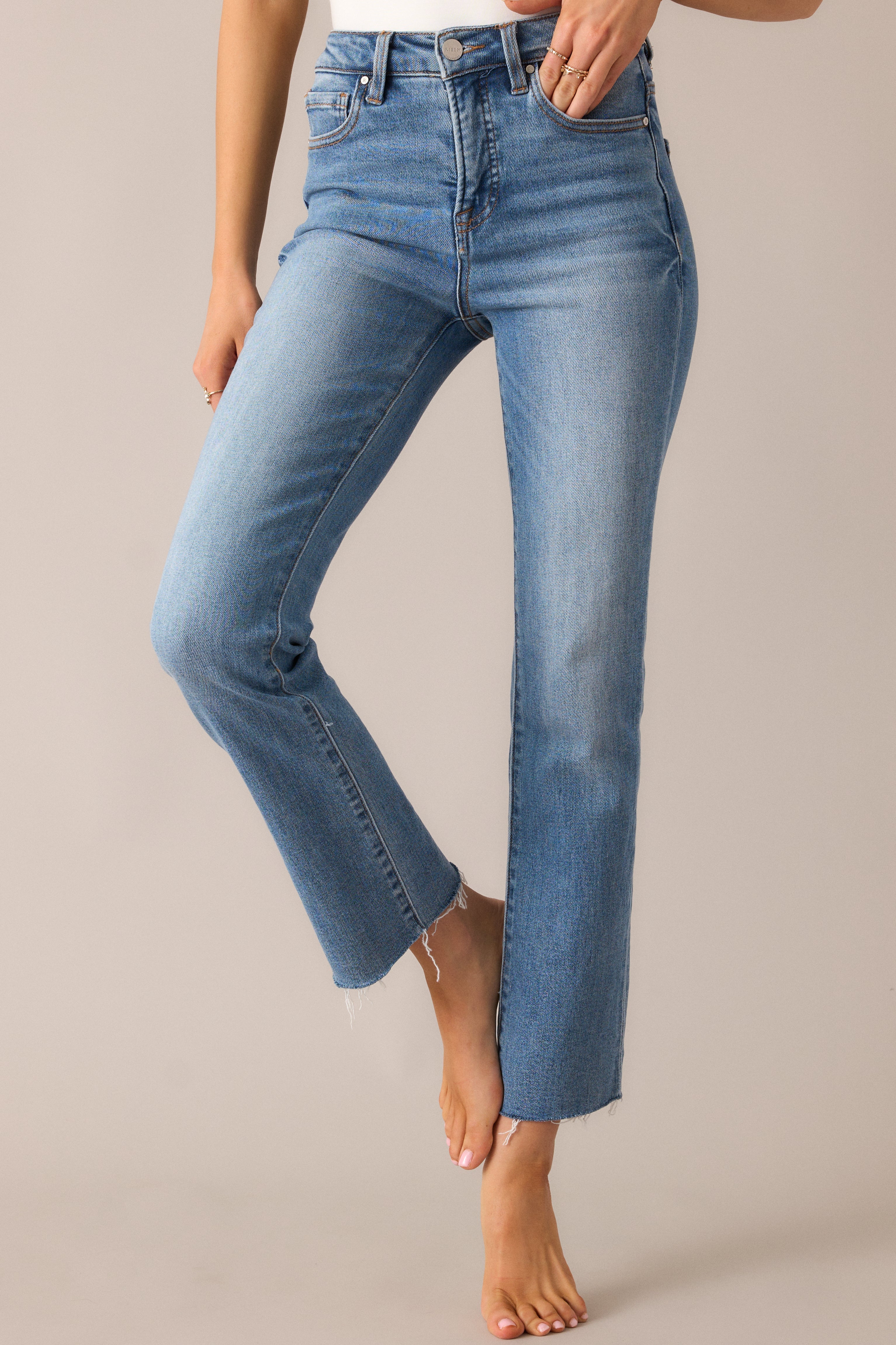 Push The Limit Medium Wash Straight Leg Jeans