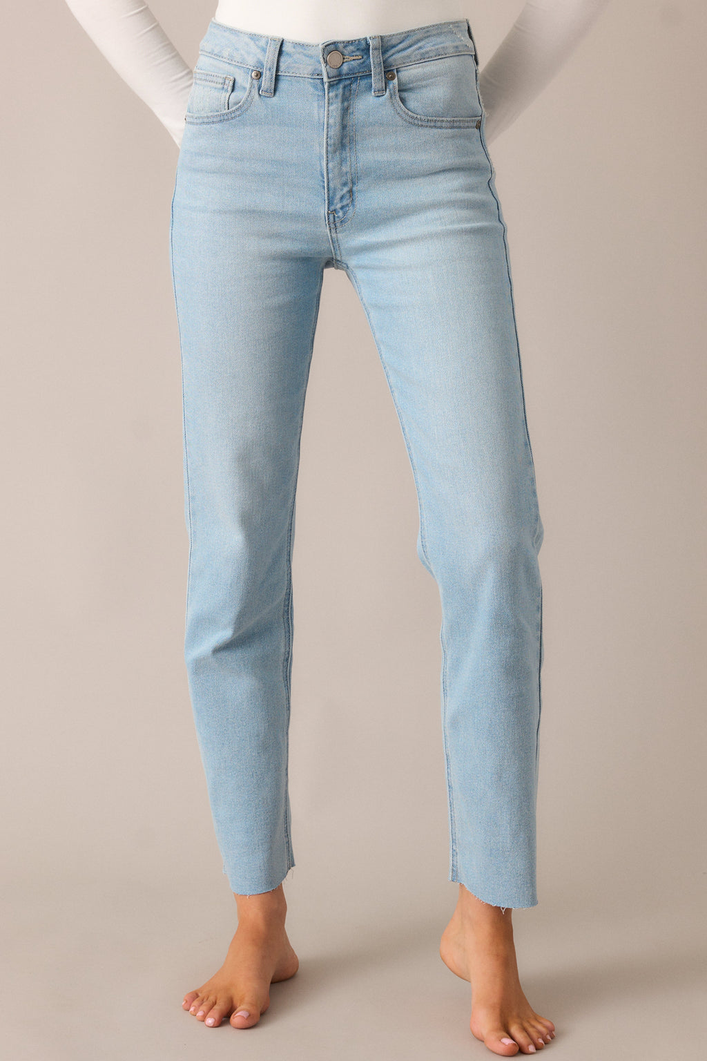 High Standards Light Wash Cropped Straight Jeans