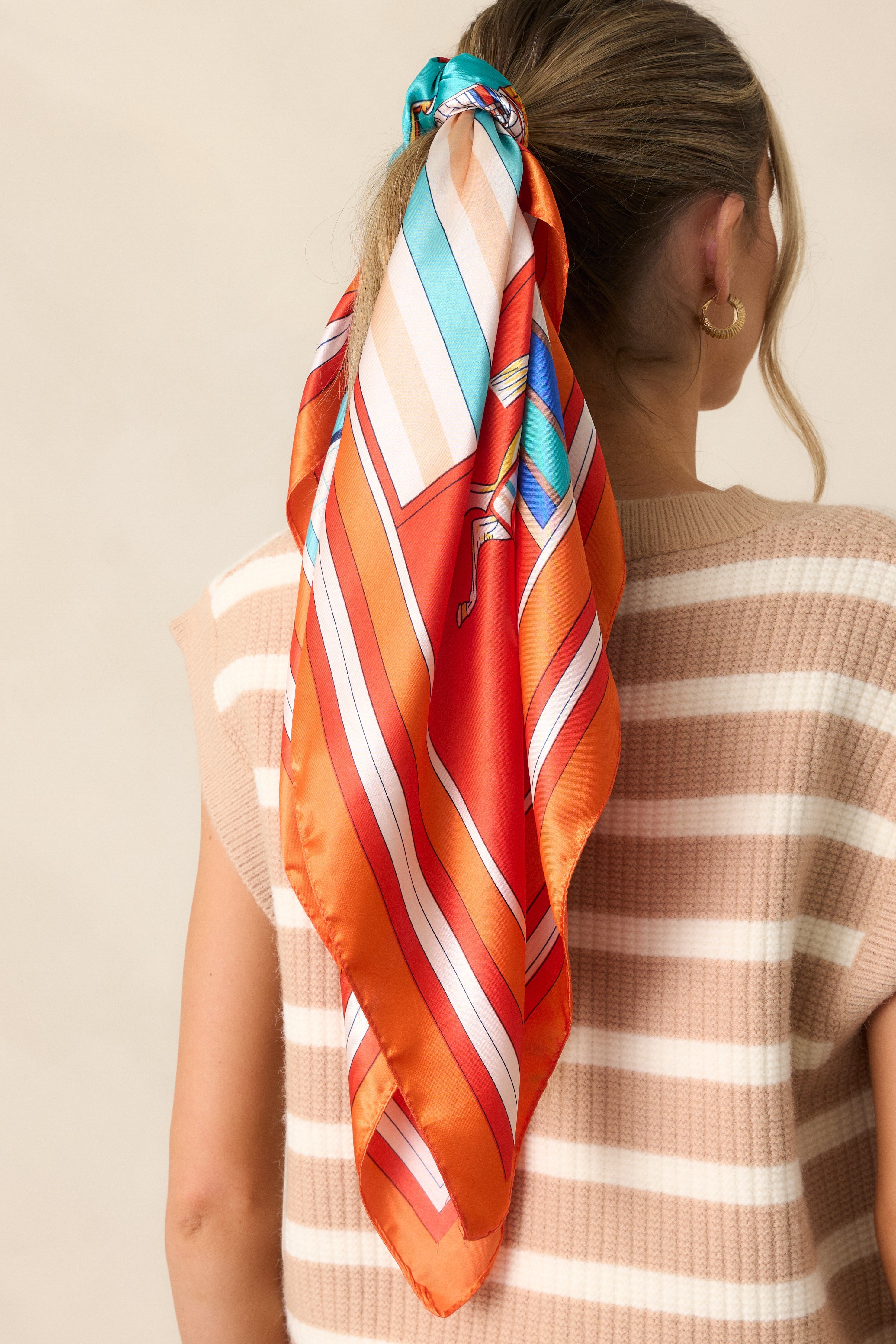 Full Focus Orange Equestrian Print Scarf