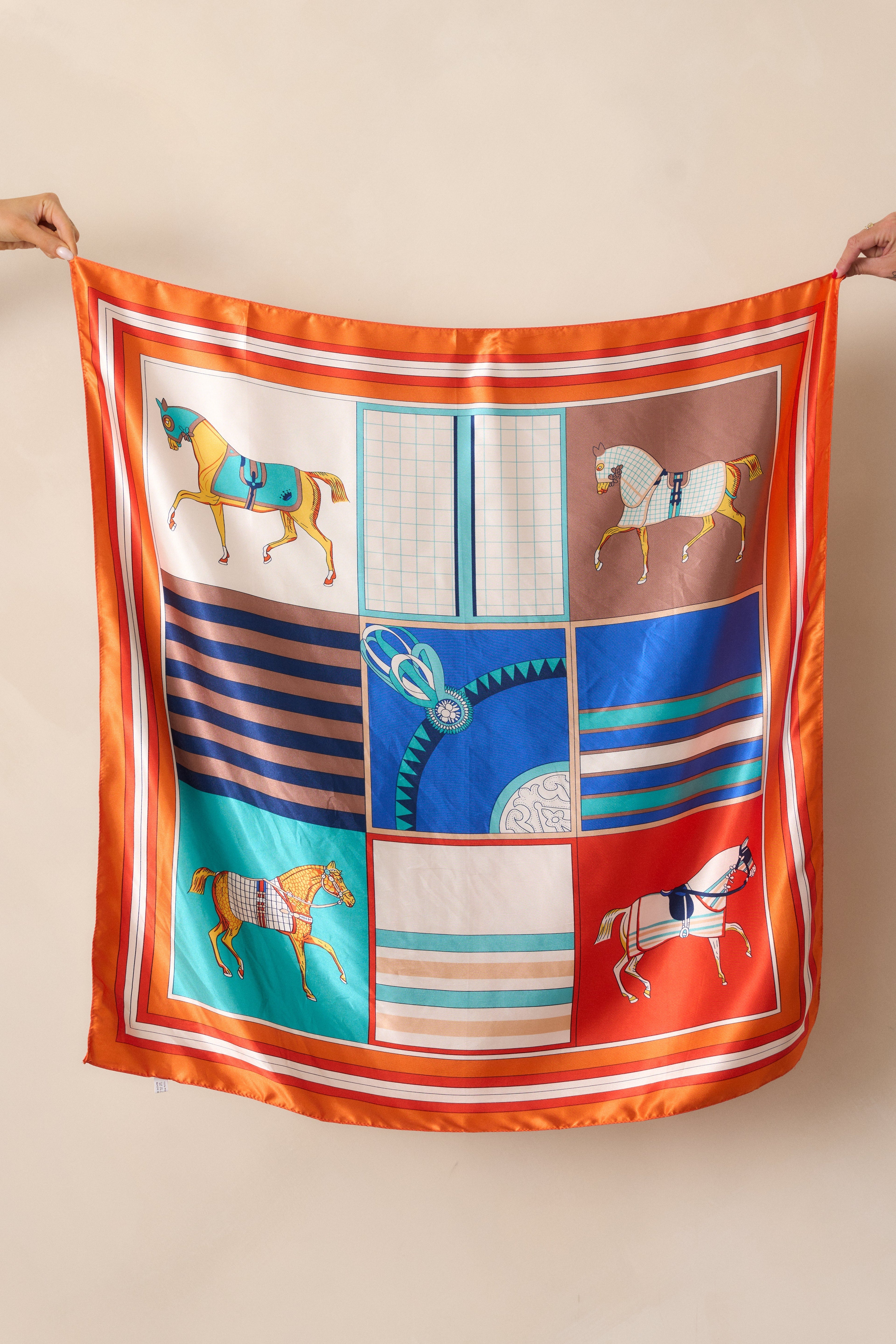 Full Focus Orange Equestrian Print Scarf