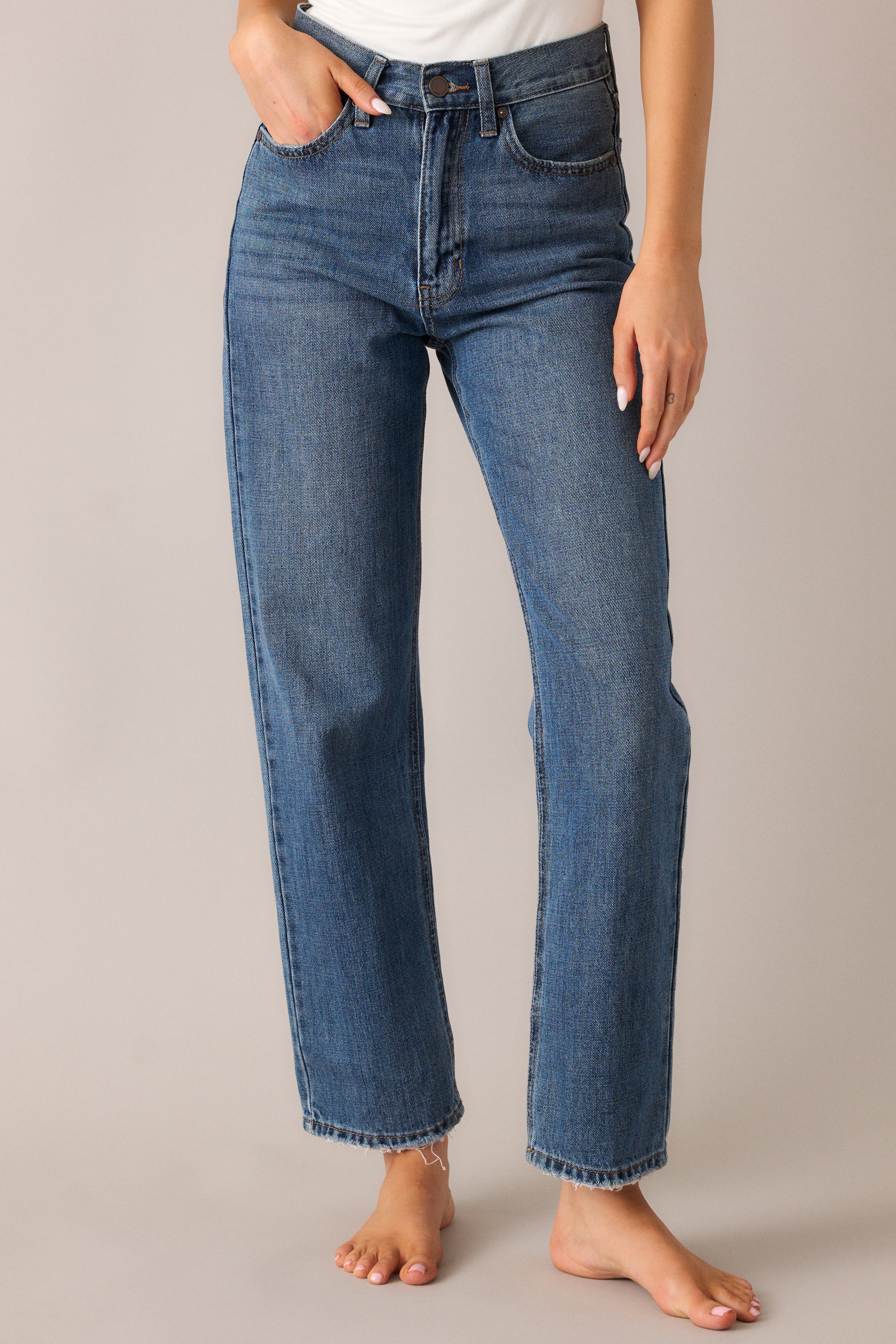 Time To Evolve Medium Wash Classic Straight Leg Jeans