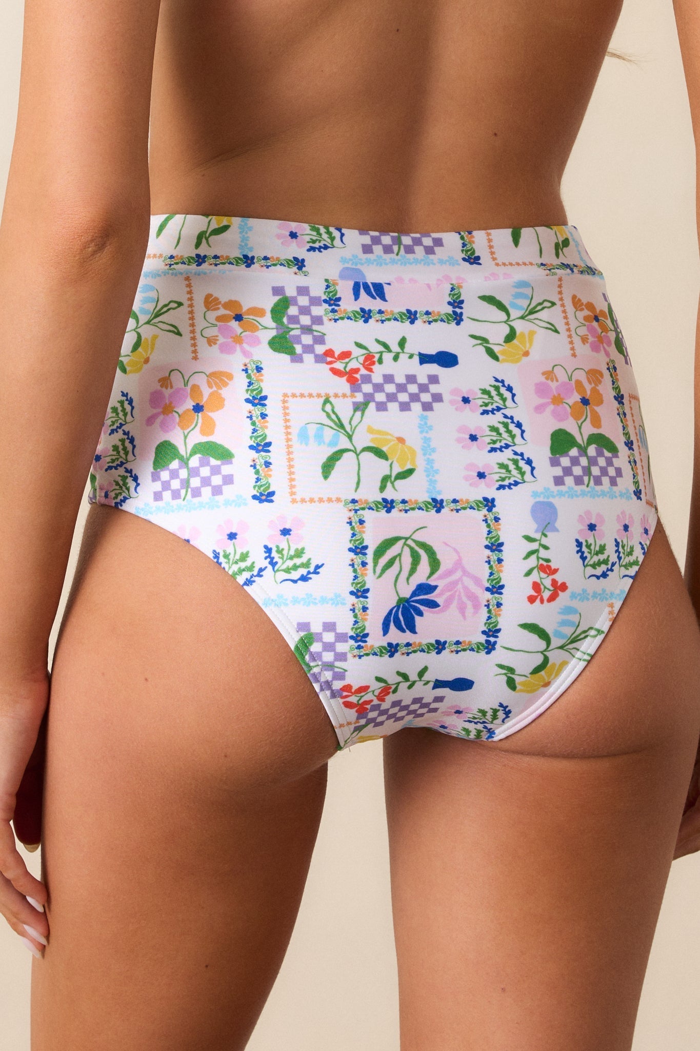 MINKPINK Nikita Ivory Picnic High Waist Bikini Bottoms