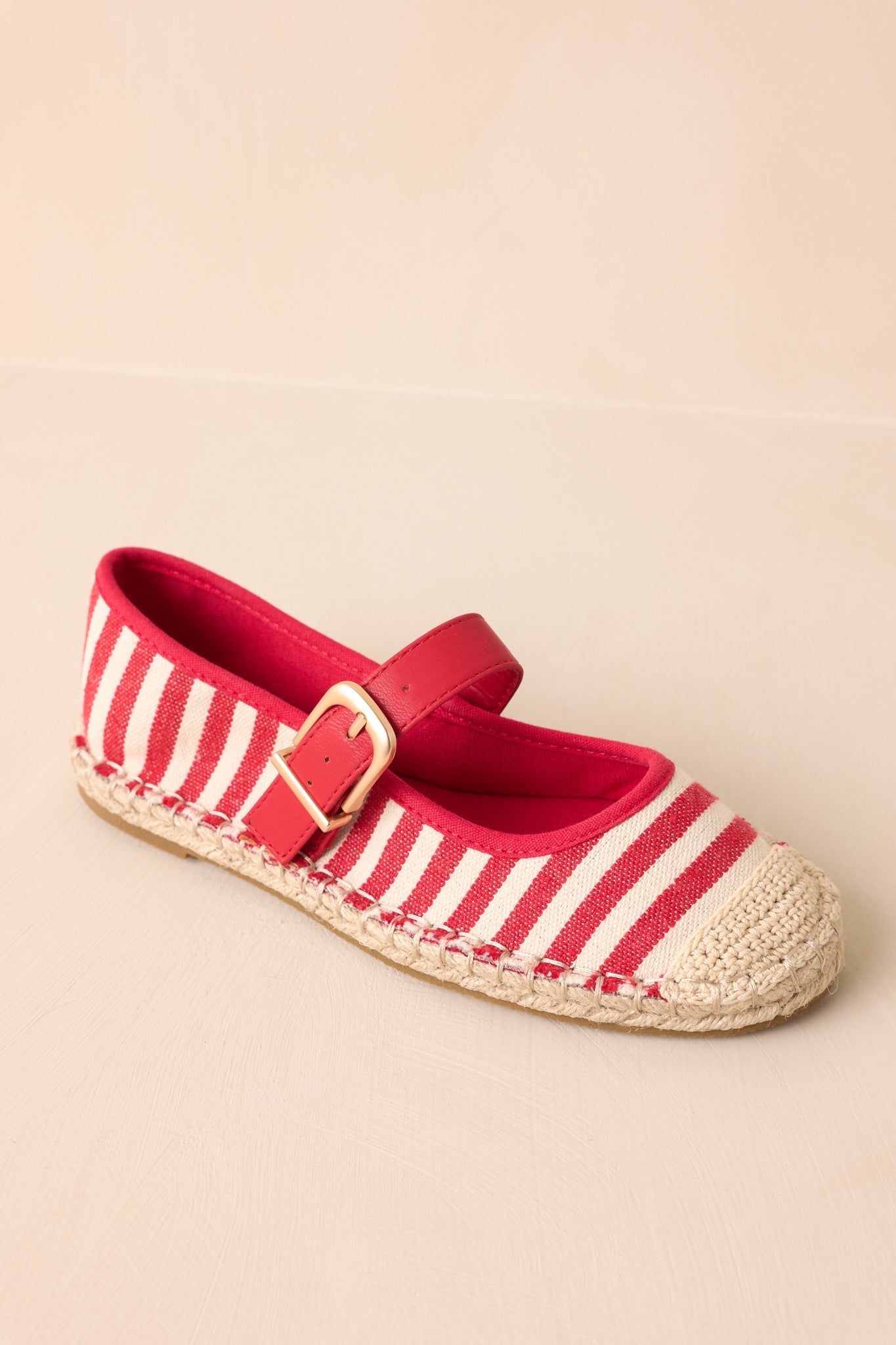 Slow Living Red Stripe Espadrille Mary Jane Flats