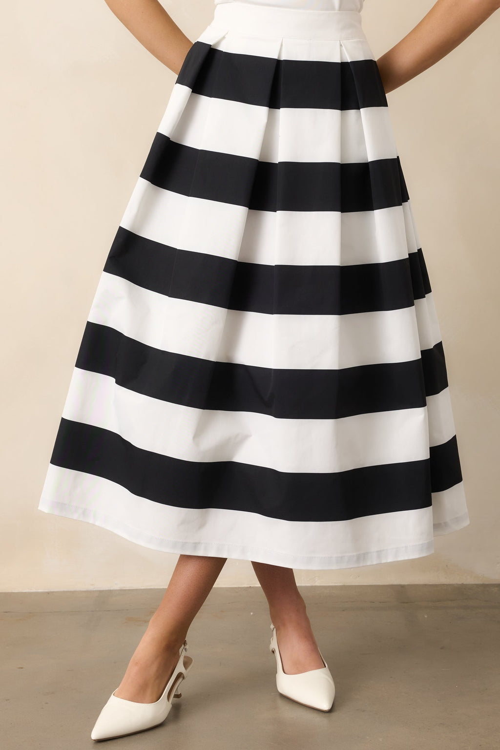 Memories in Focus Black & White Midi Skirt