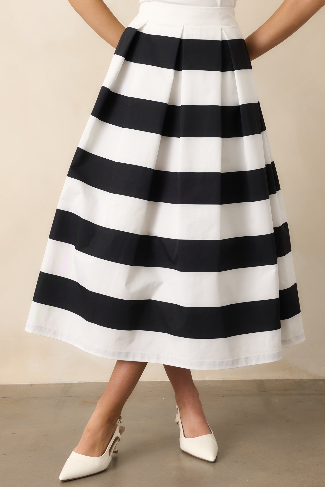Memories in Focus Black & White Midi Skirt