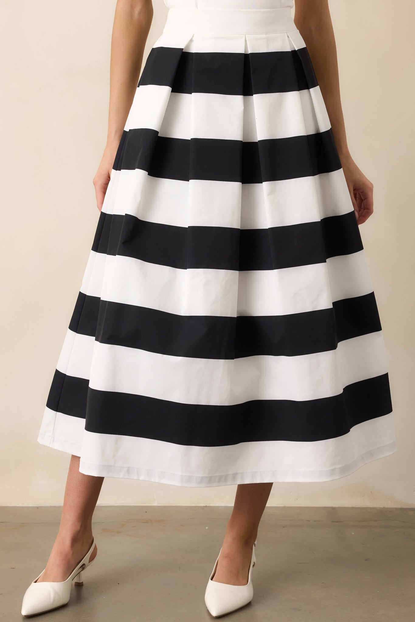 Memories in Focus Black & White Midi Skirt