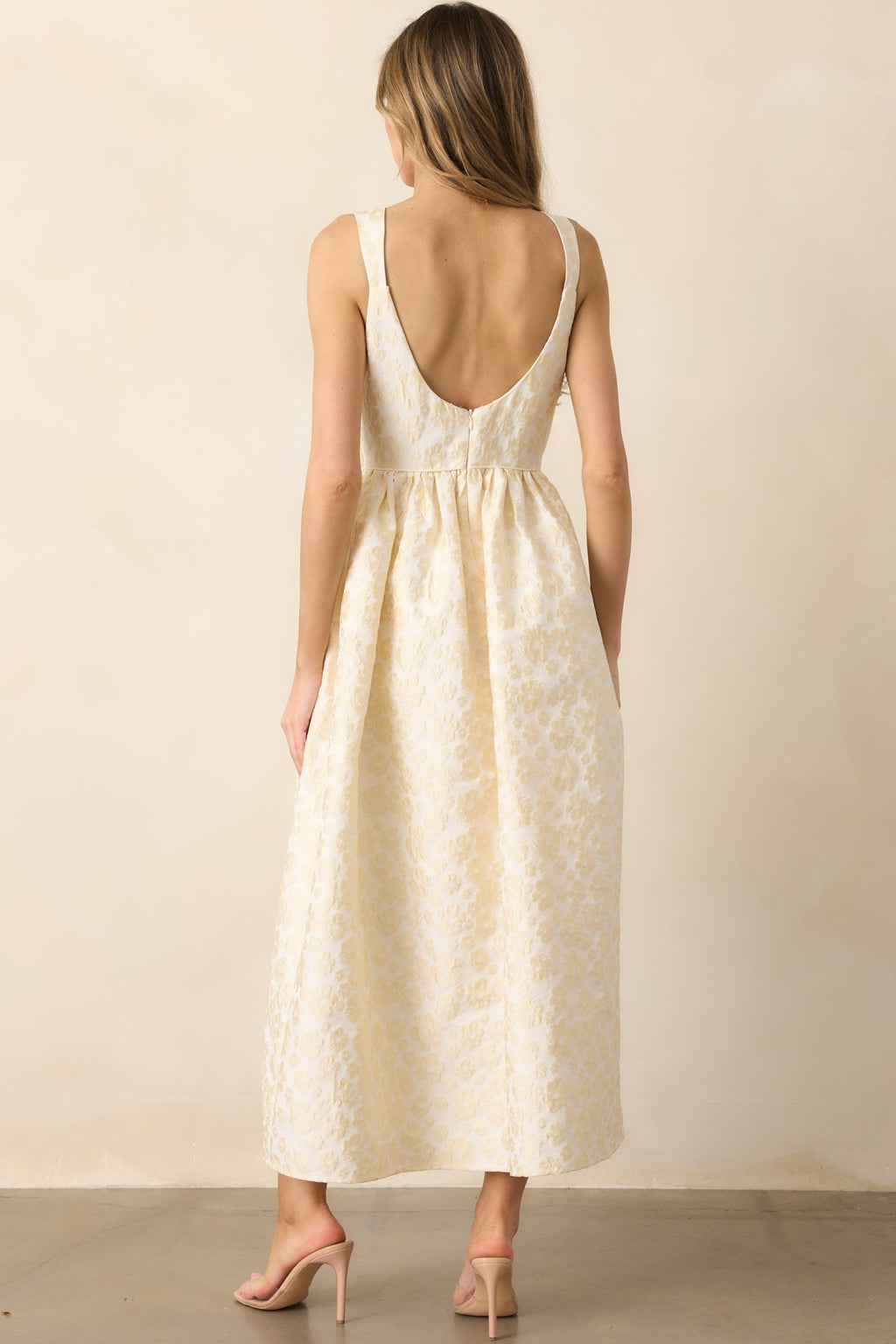 Full Dance Card Butter Yellow Floral Jacquard Maxi Dress