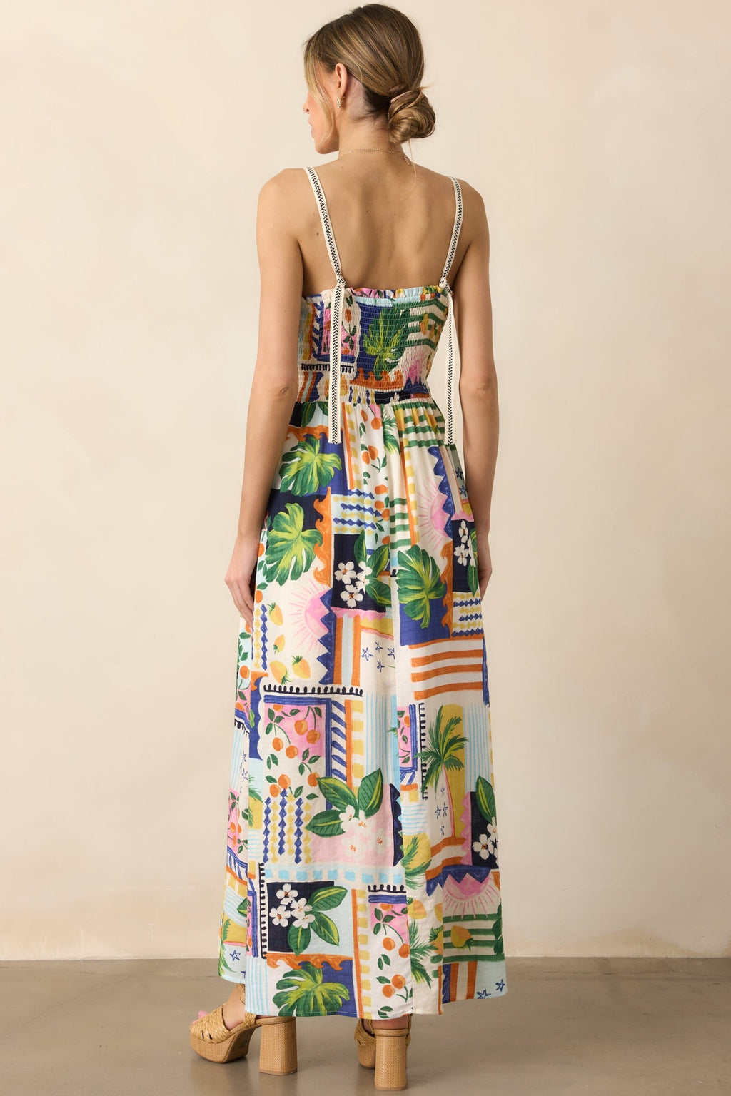 In The Sand Sky Blue Tropical Print Maxi Dress