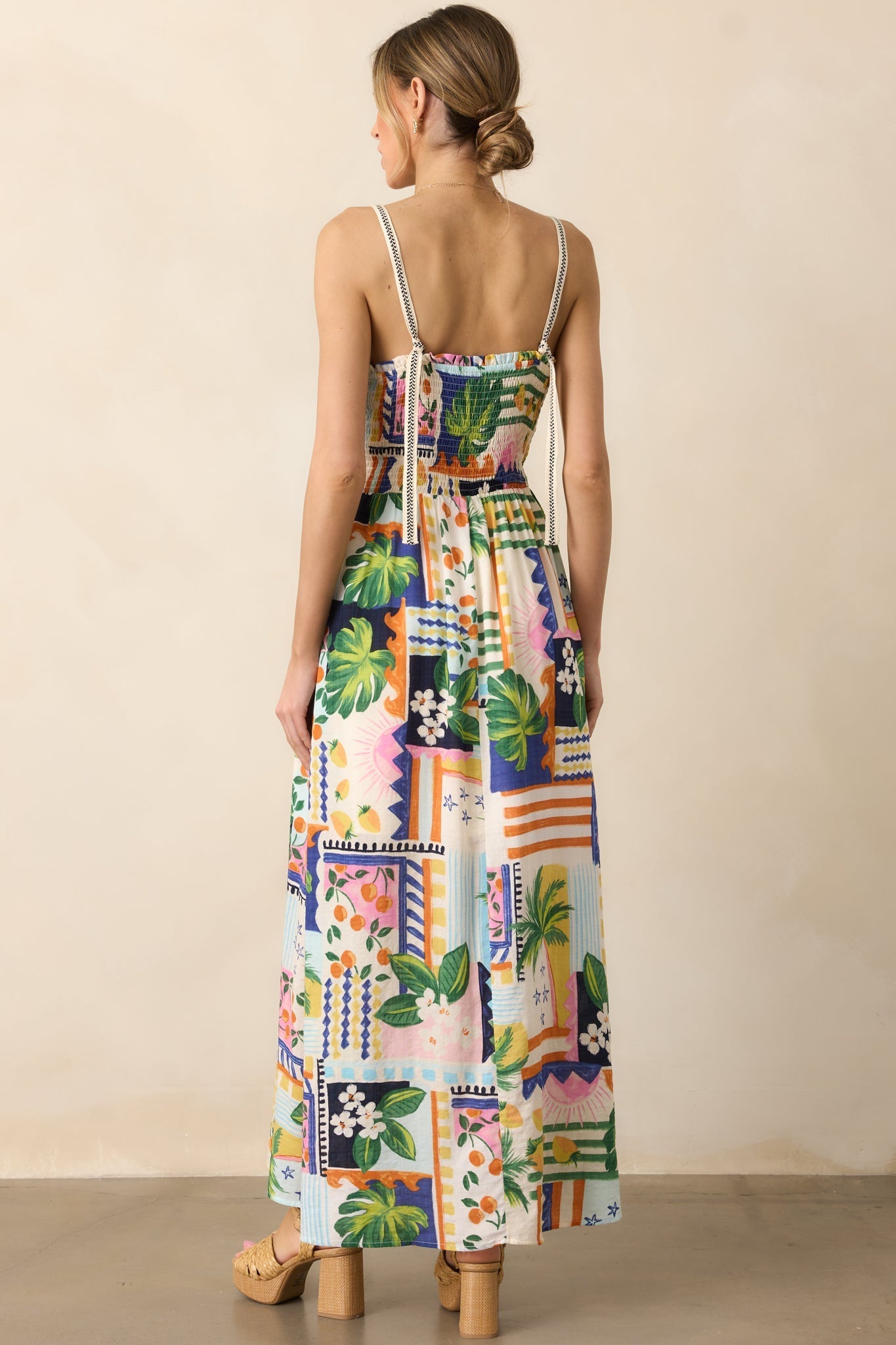 In The Sand Sky Blue Tropical Print Maxi Dress