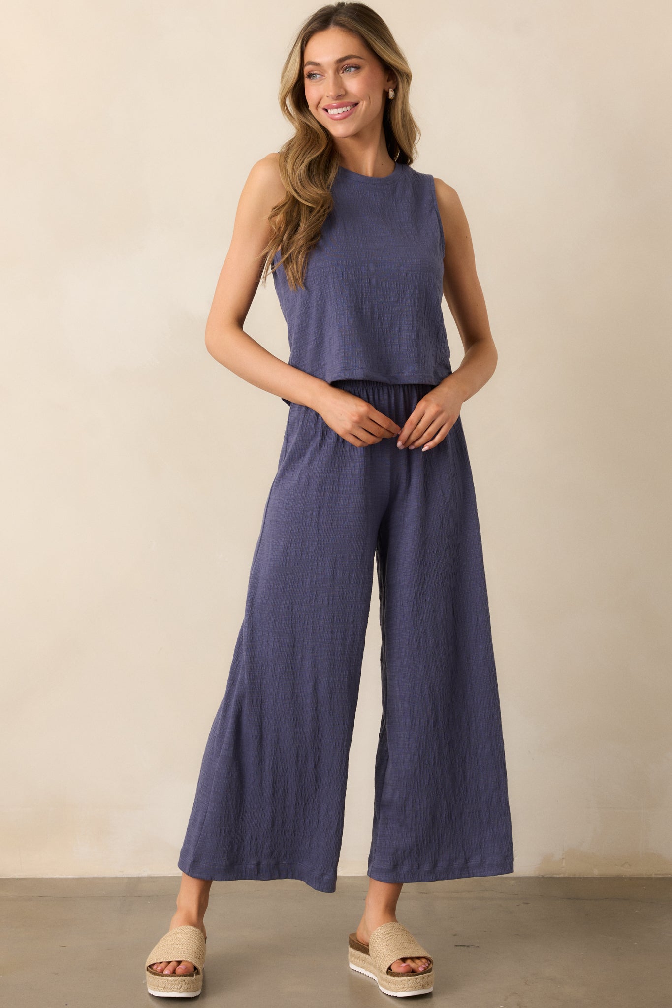 Z Supply Worn Blue Scout Textured Slub Pants