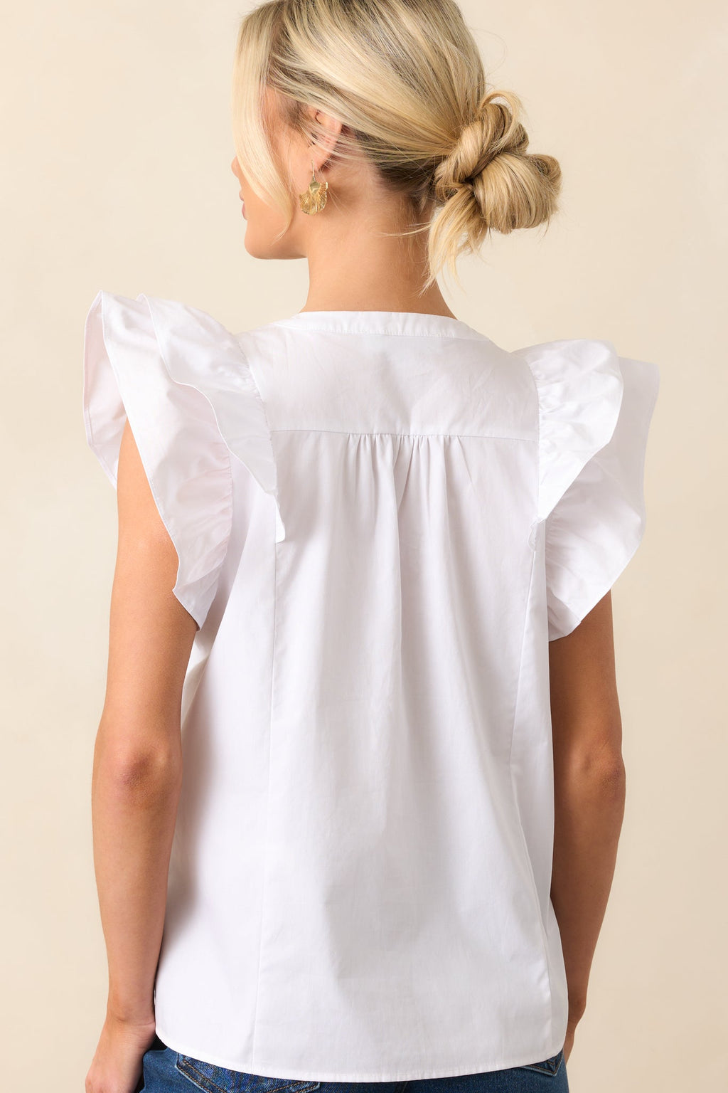 Feels Like Yesterday White Cotton Button Front Blouse