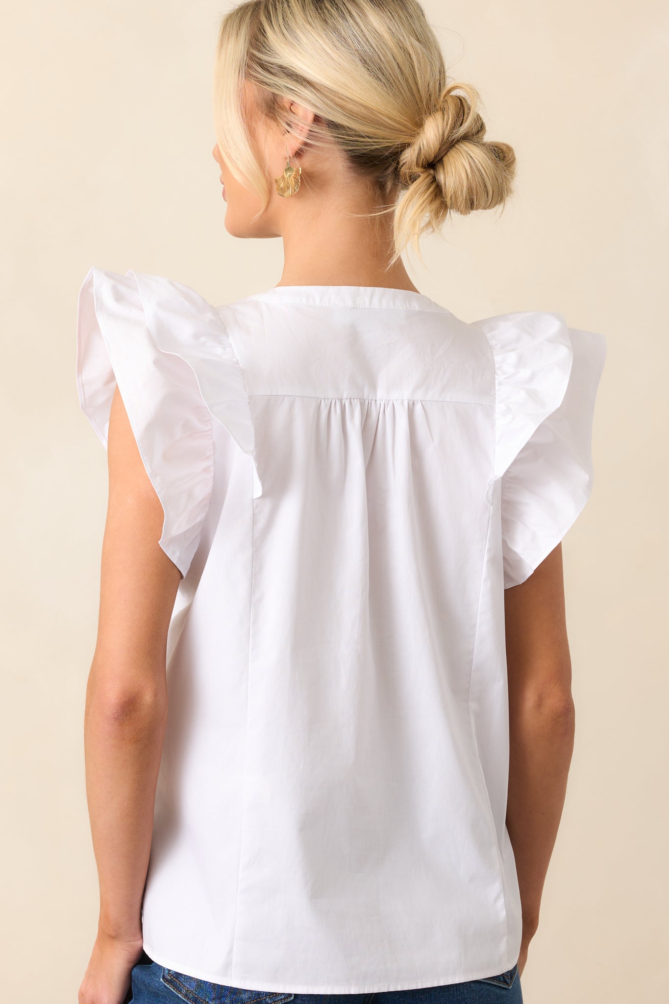 Feels Like Yesterday White Cotton Button Front Blouse