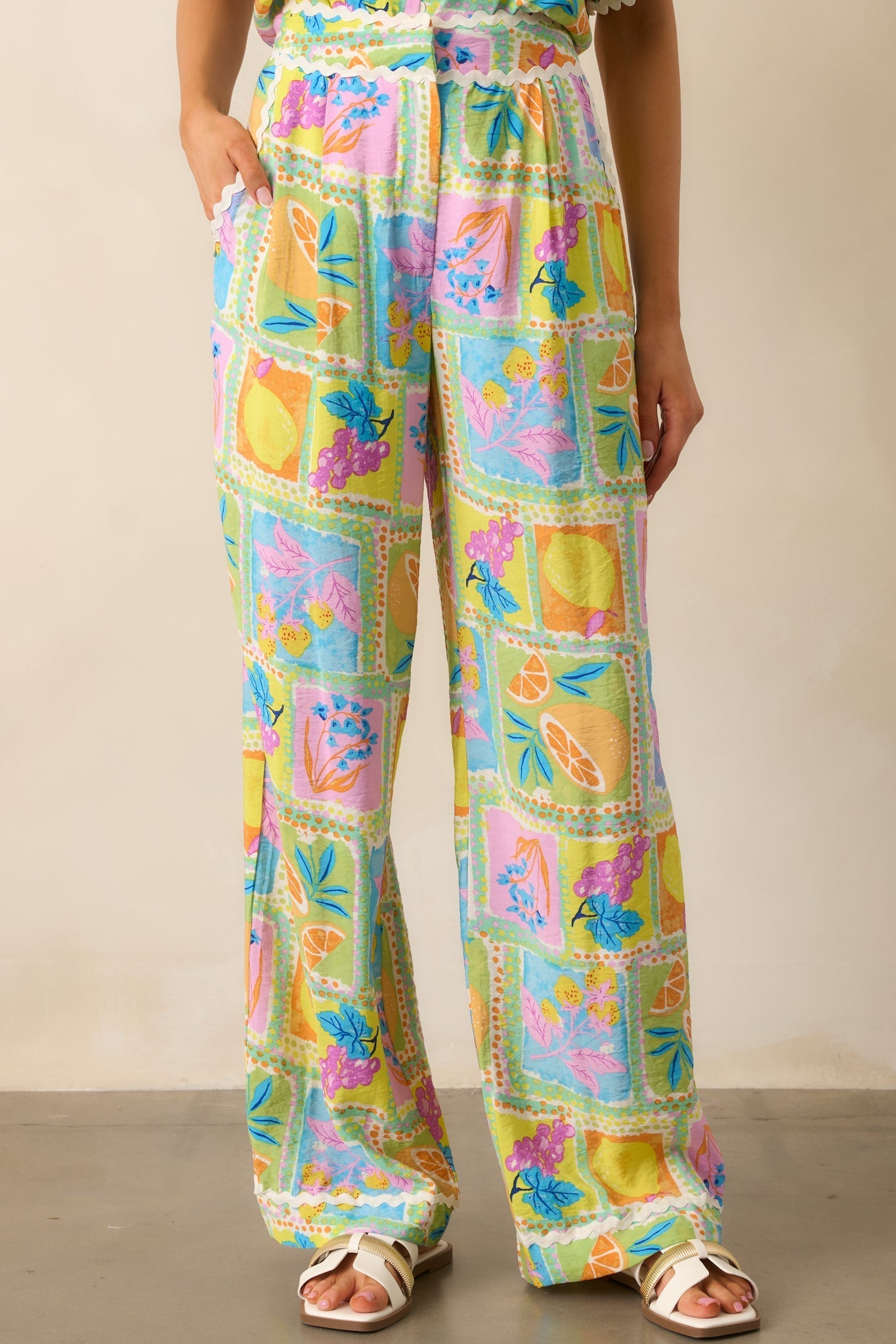 Fruitful Fun Green Tropical Print Pants
