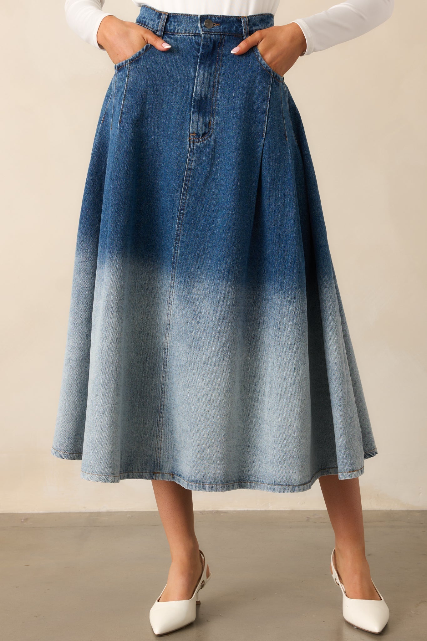 Urban Blues Ombr?Denim Midi Skirt