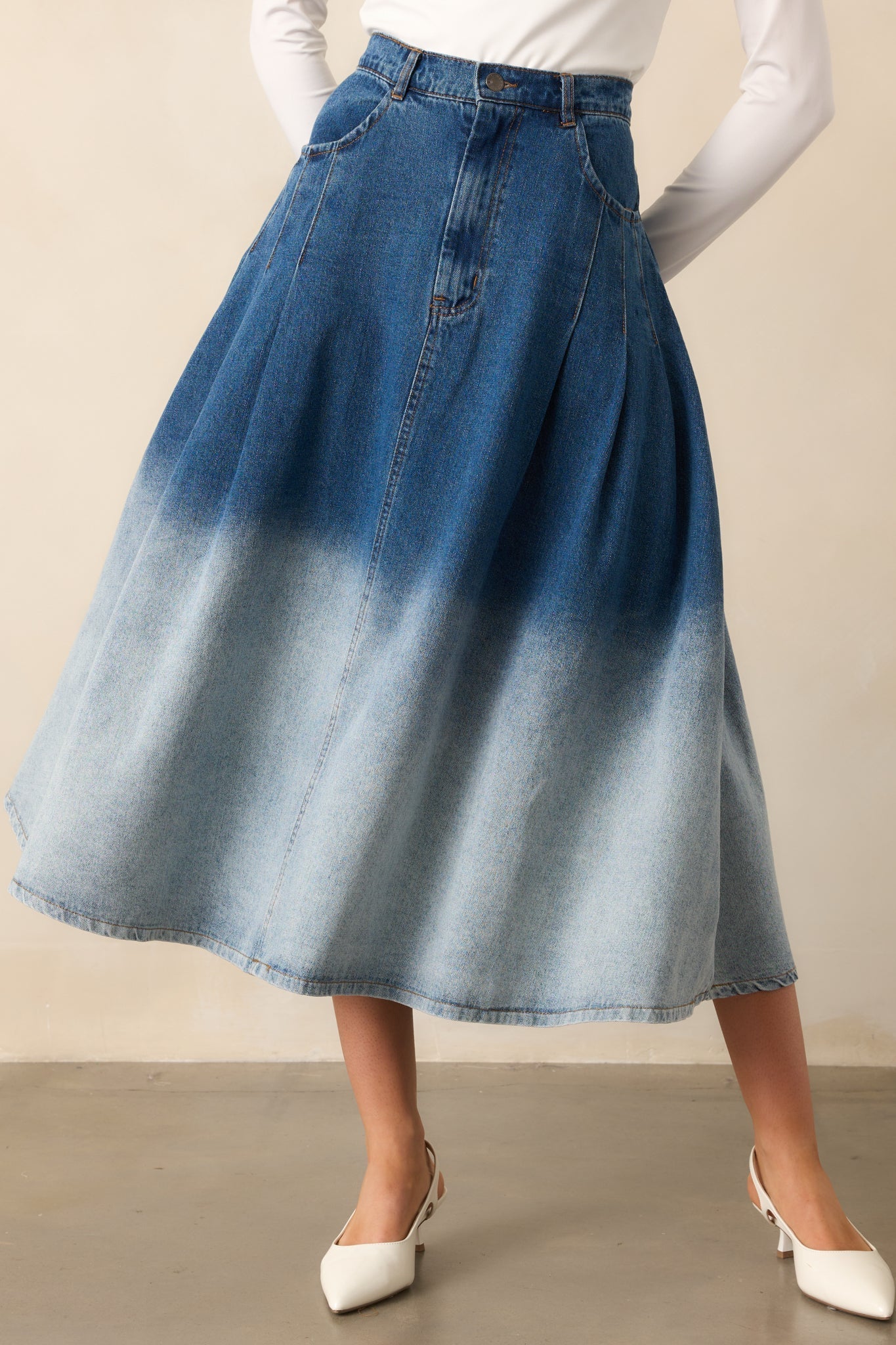 Urban Blues Ombr?Denim Midi Skirt