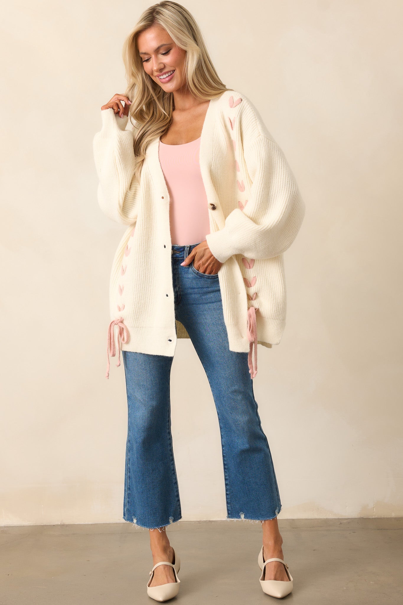 Stitched With Love Ivory Knit Cardigan