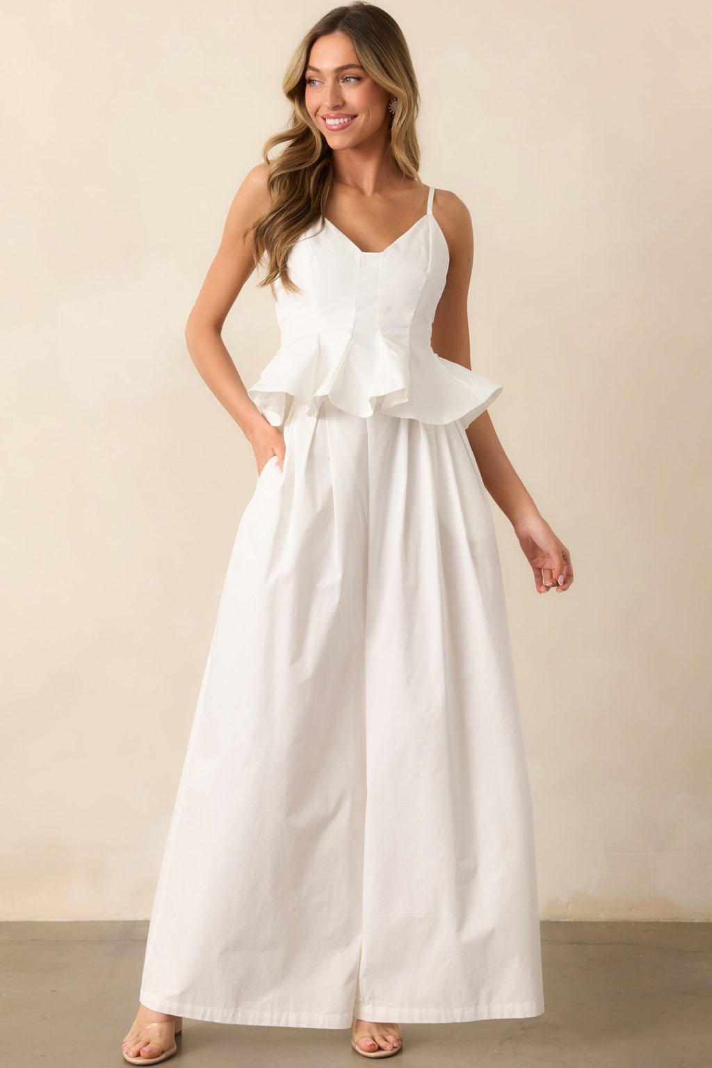 Everyday Bliss Cotton White Wide Leg Pants