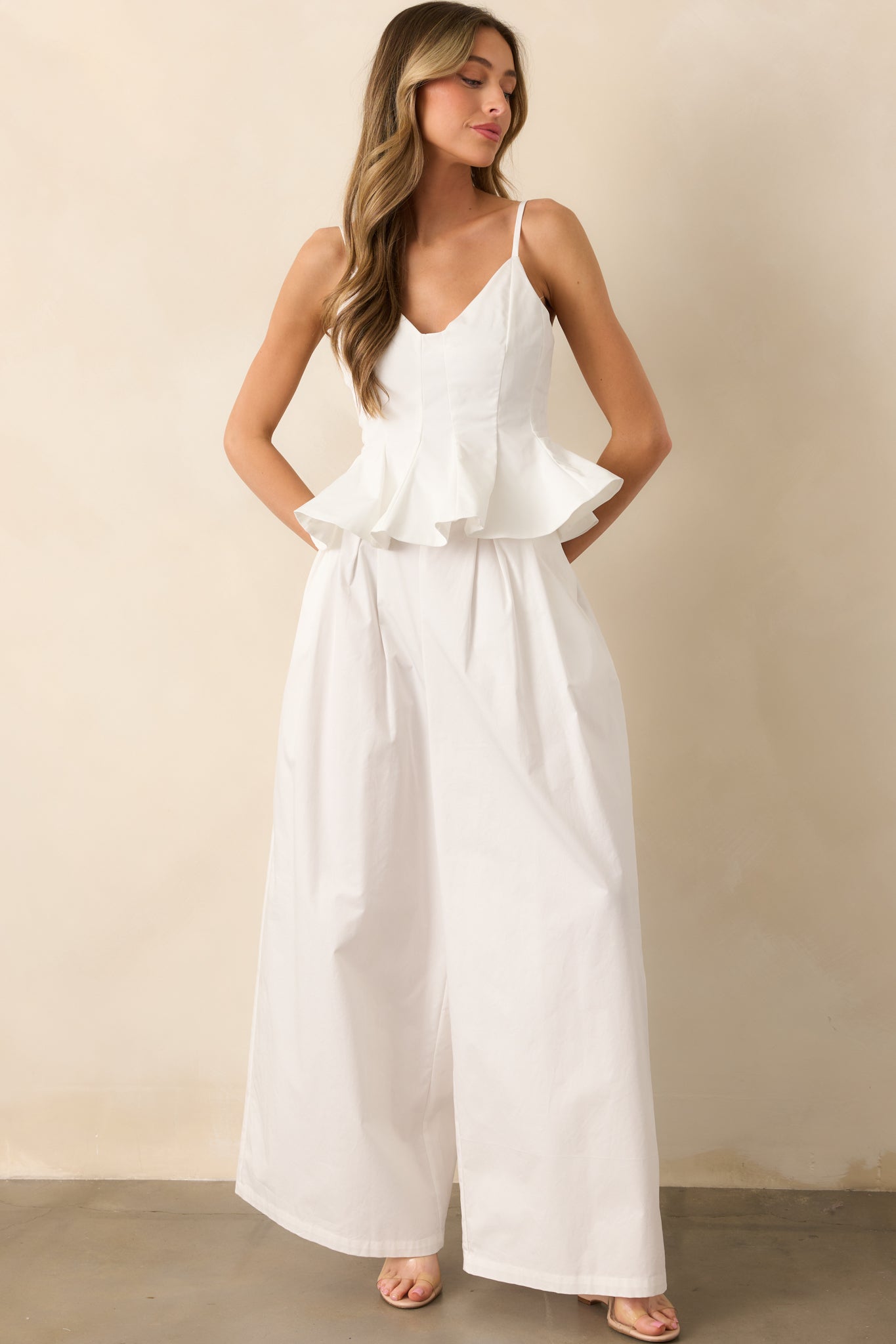 Everyday Bliss Cotton White Wide Leg Pants