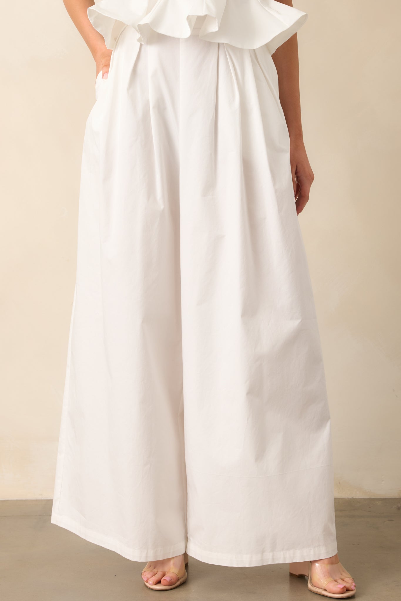 Everyday Bliss Cotton White Wide Leg Pants