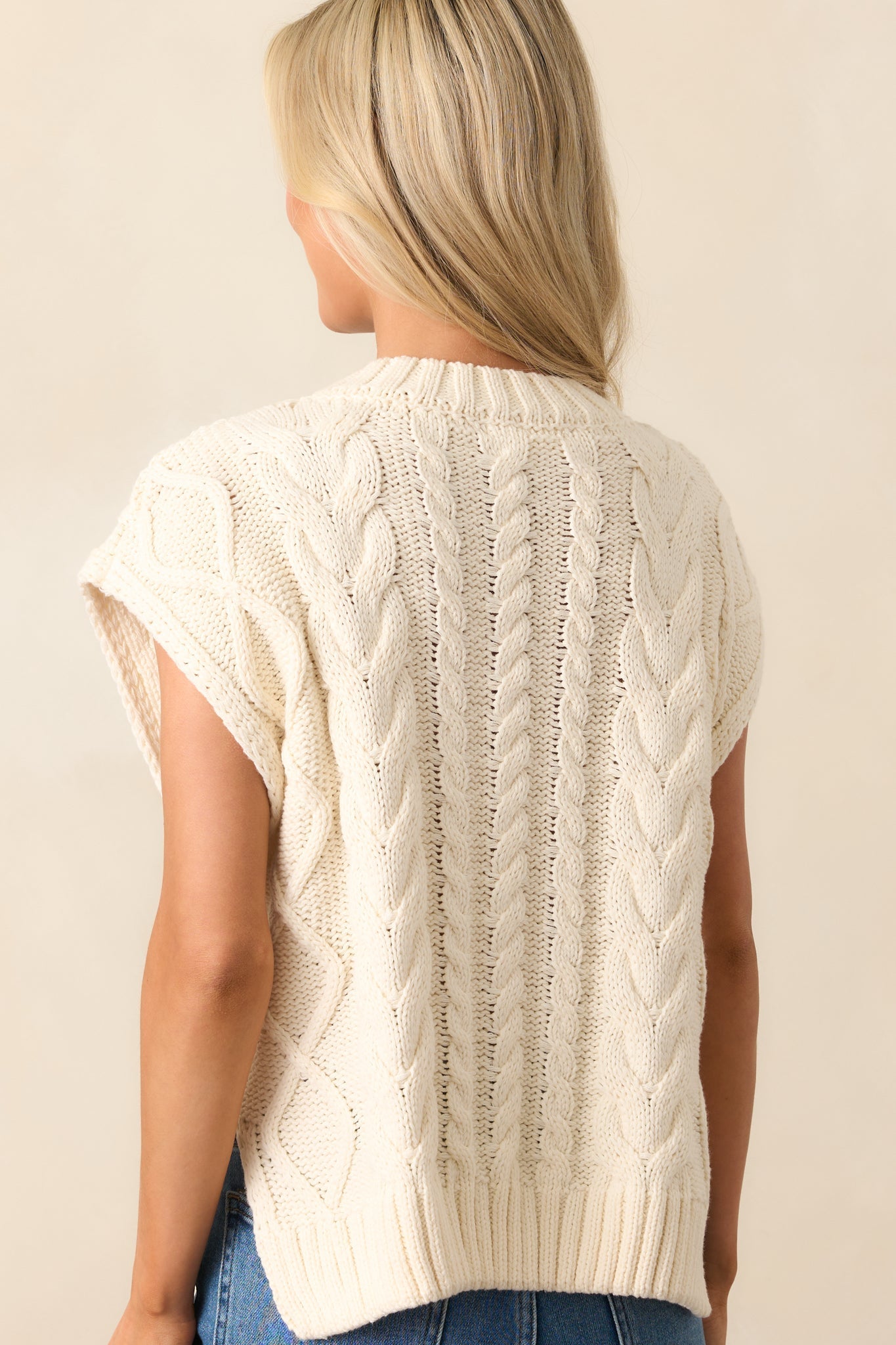 Story Untold Ivory Cable Knit Sweater Vest