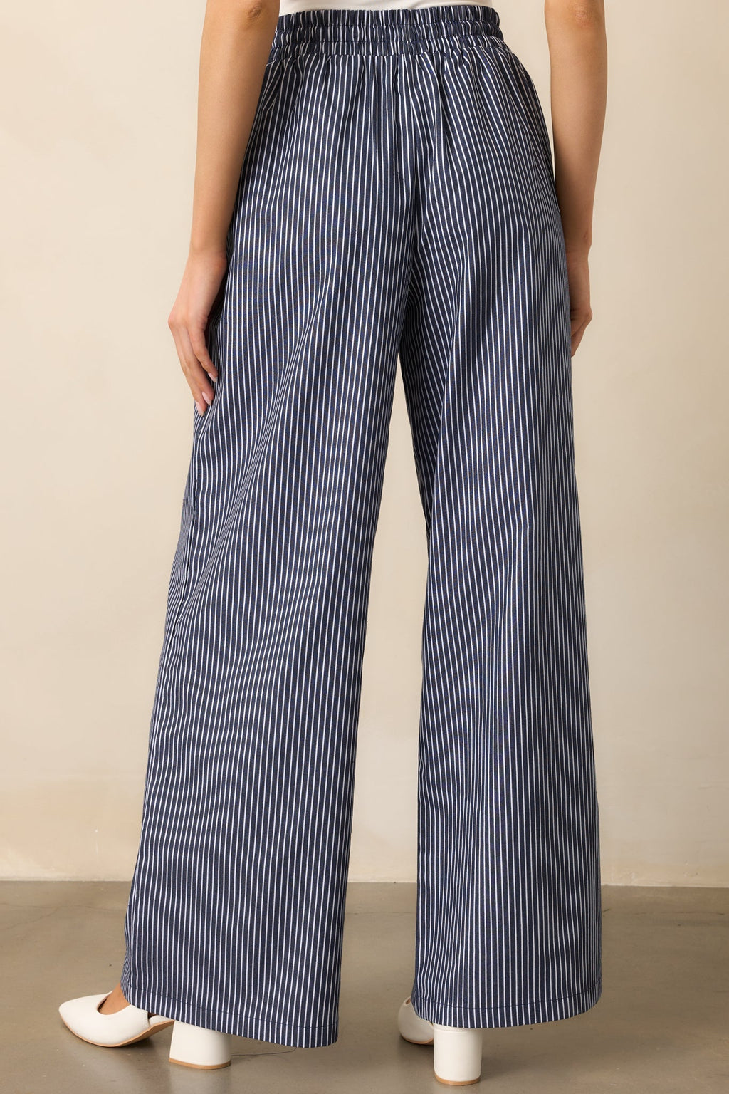 Stay For A While Navy Stripe Drawstring Pants