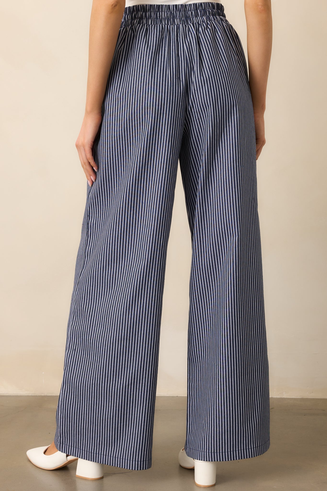 Stay For A While Navy Stripe Drawstring Pants