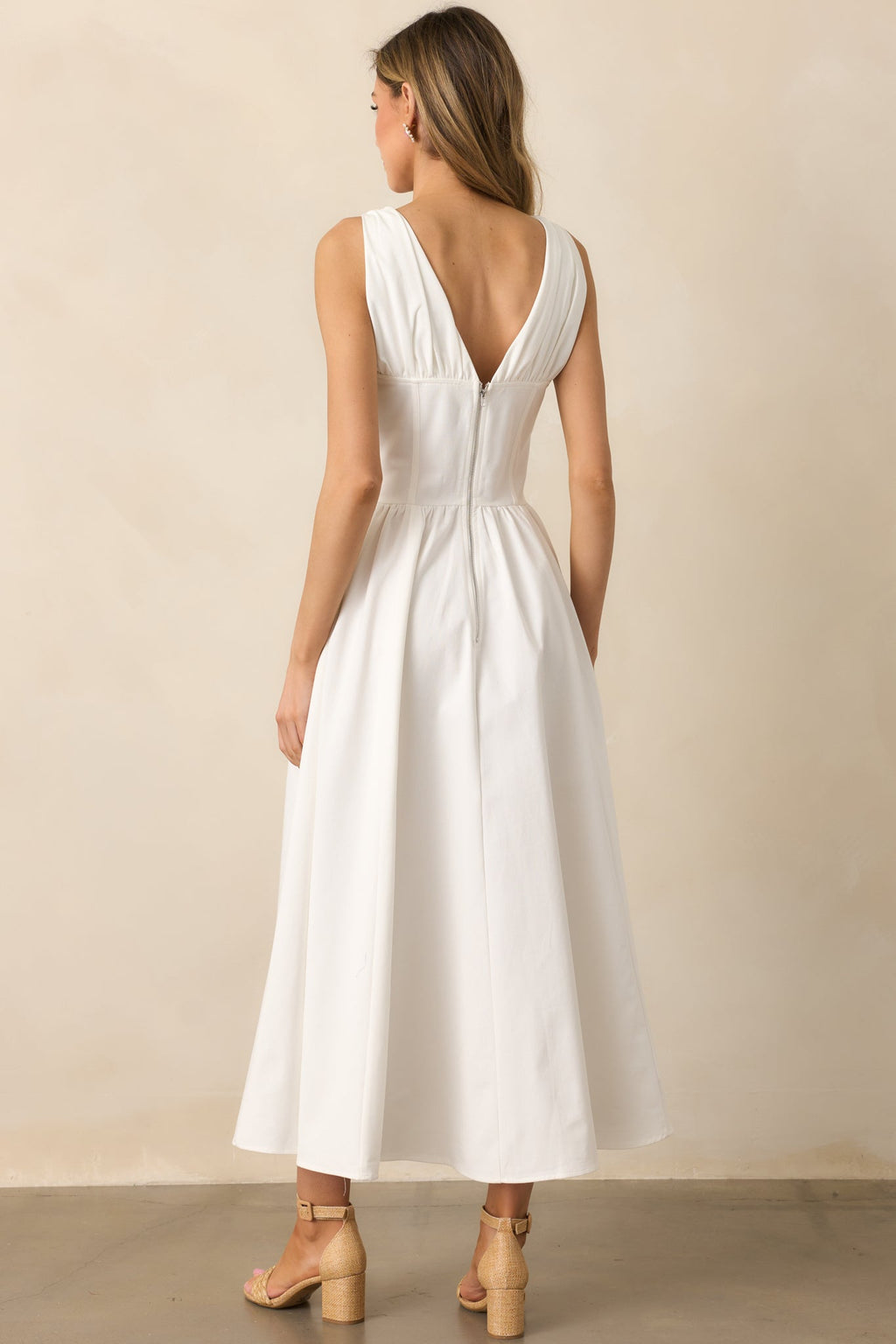 Sunny Day Soiree White Cotton Corset Maxi Dress