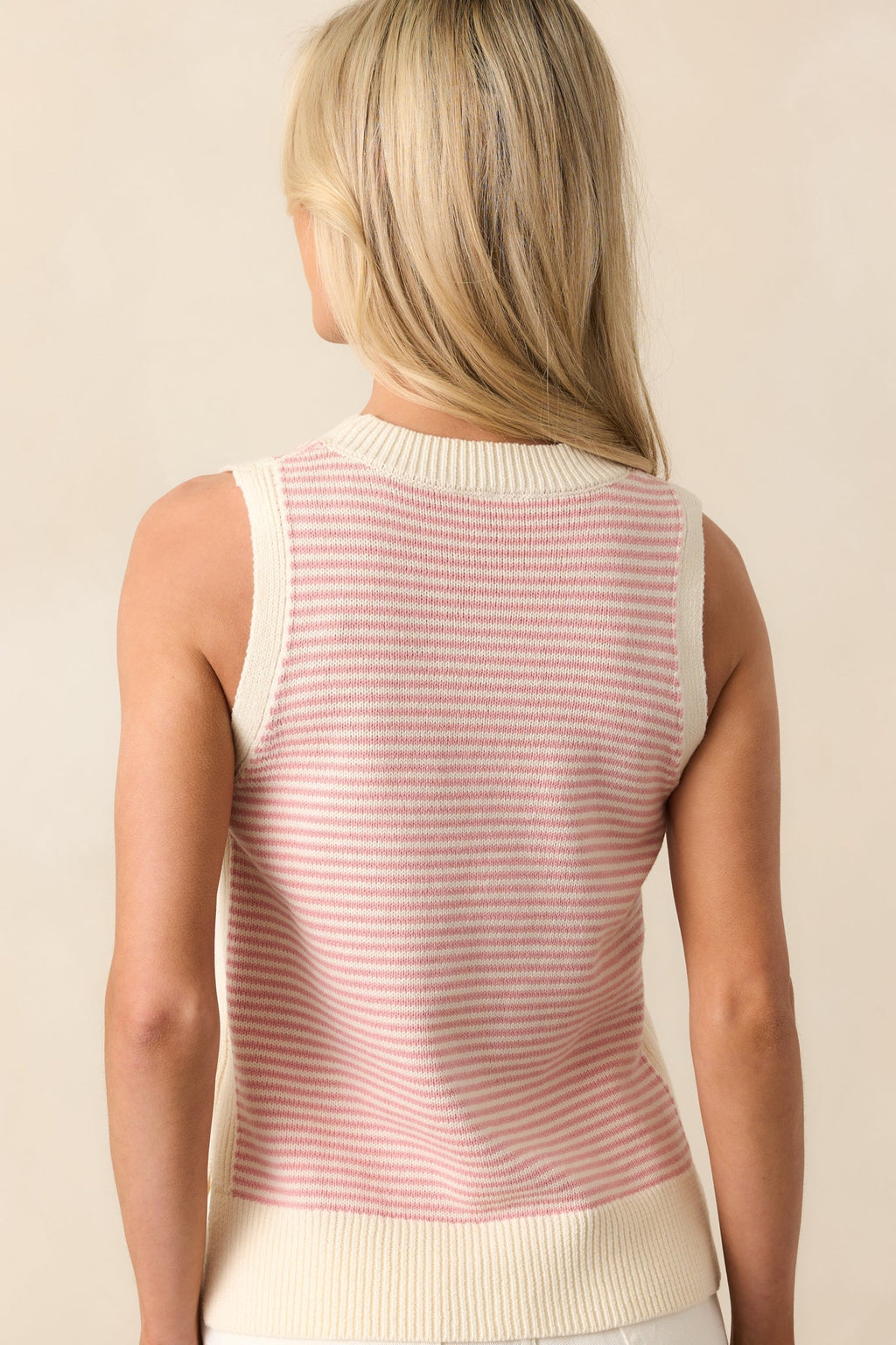 Moment Of Truth Light Pink Stripe Knit Sweater Vest