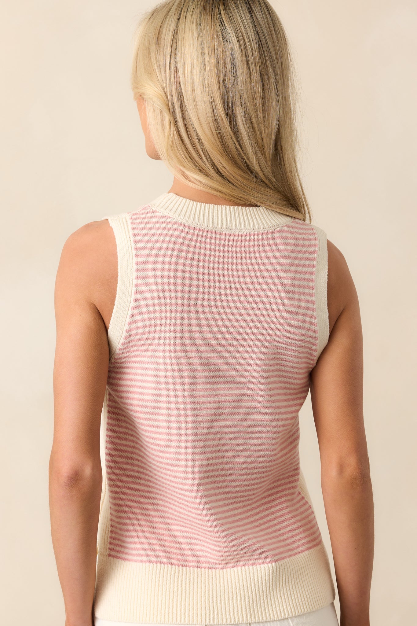 Moment Of Truth Light Pink Stripe Knit Sweater Vest