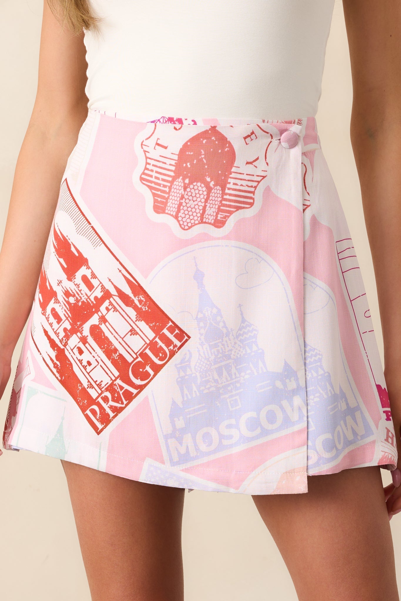 Peyton Passport Print Pink Skort