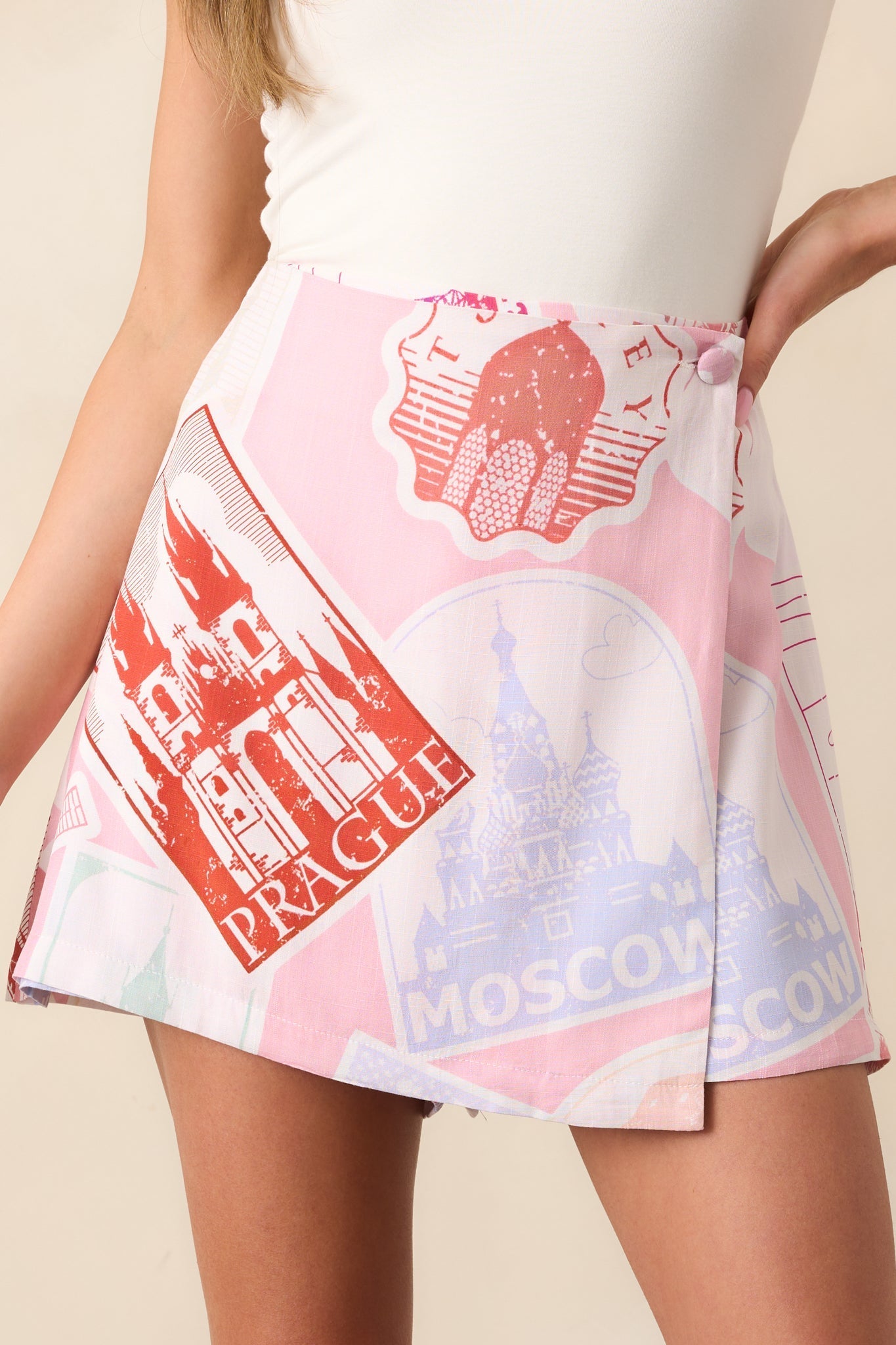 Peyton Passport Print Pink Skort