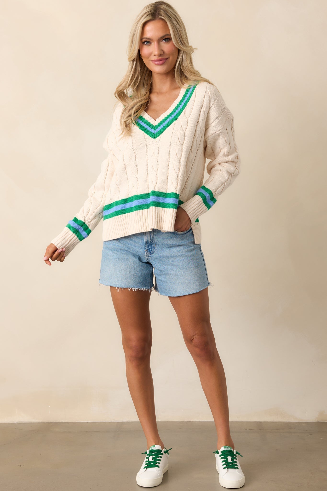 On My Own Time Oversized Ivory Cable Knit Sweater