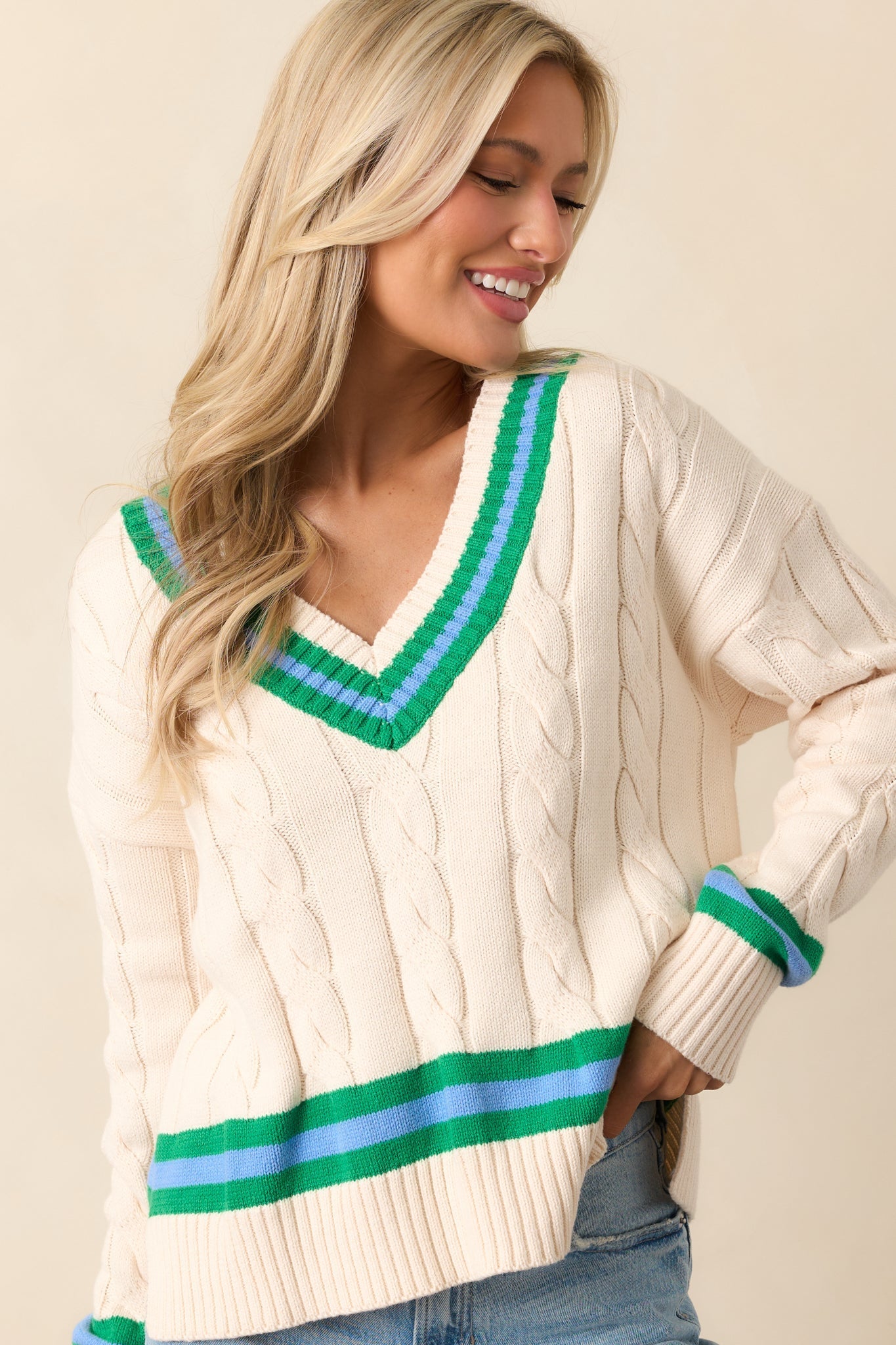 On My Own Time Oversized Ivory Cable Knit Sweater