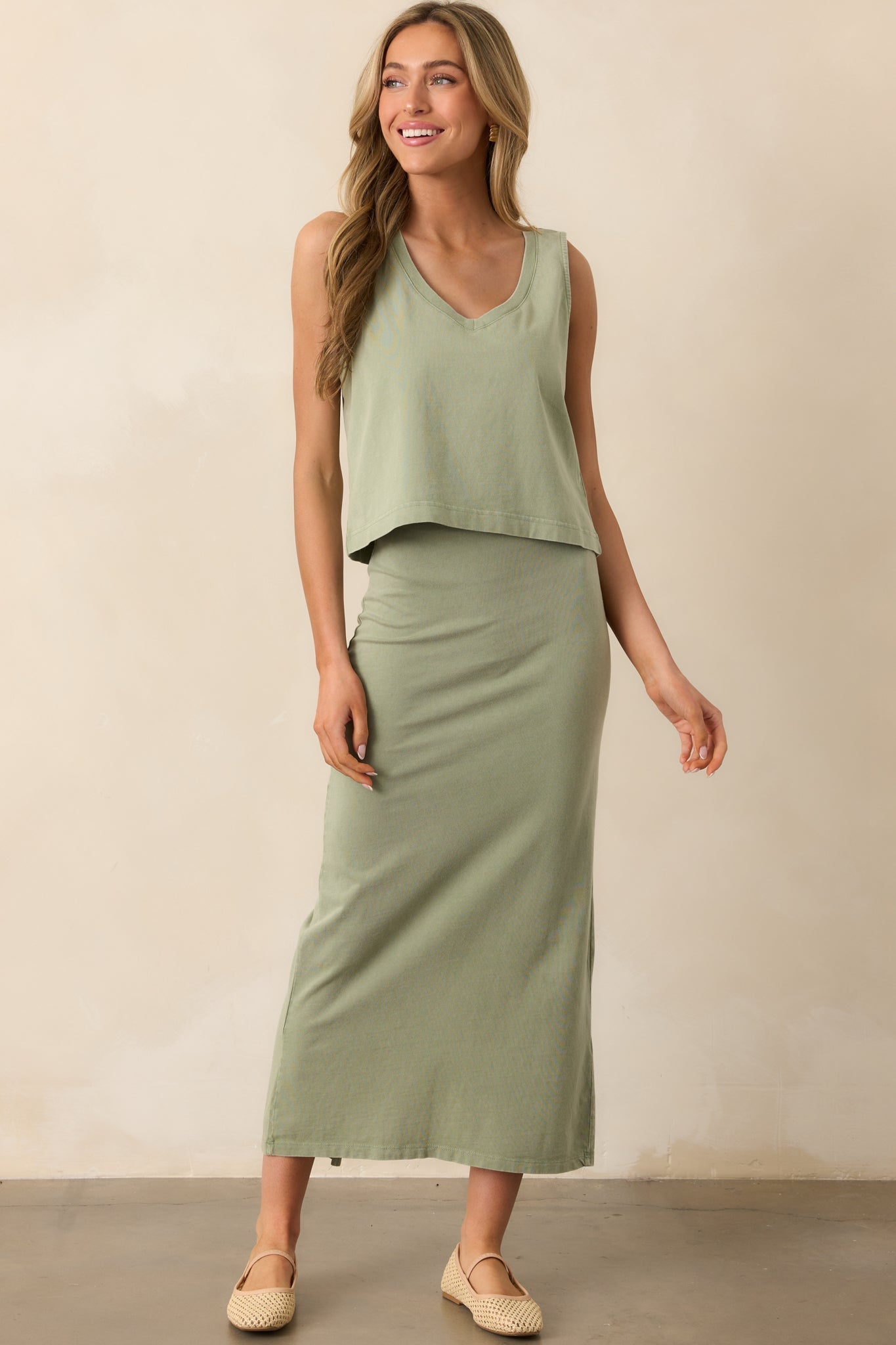 Z Supply Avocado Green Gail Midi Skirt