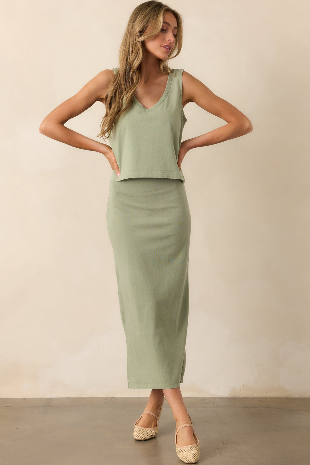Z Supply Avocado Green Gail Midi Skirt