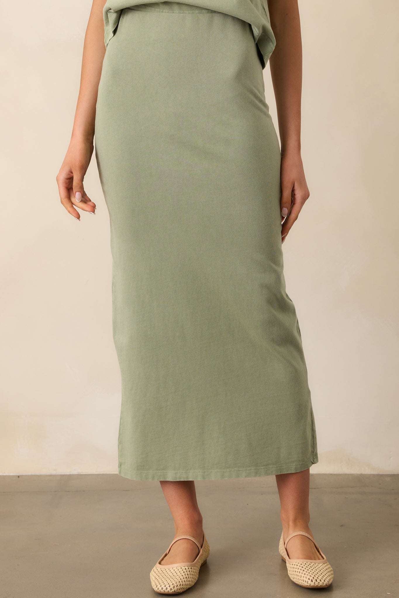 Z Supply Avocado Green Gail Midi Skirt
