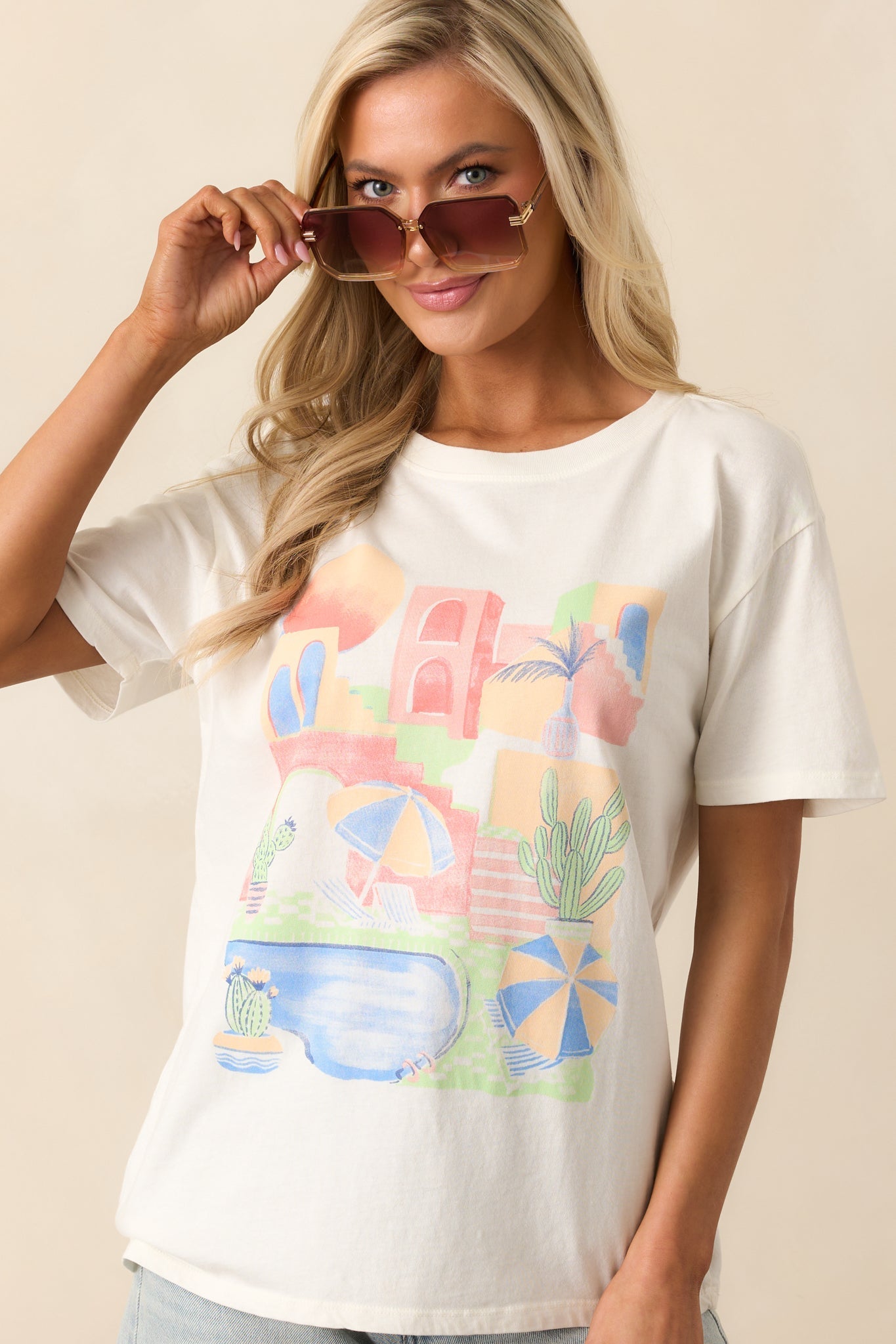 Z Supply Sea Salt Ivory Fun & Sun Boyfriend Tee