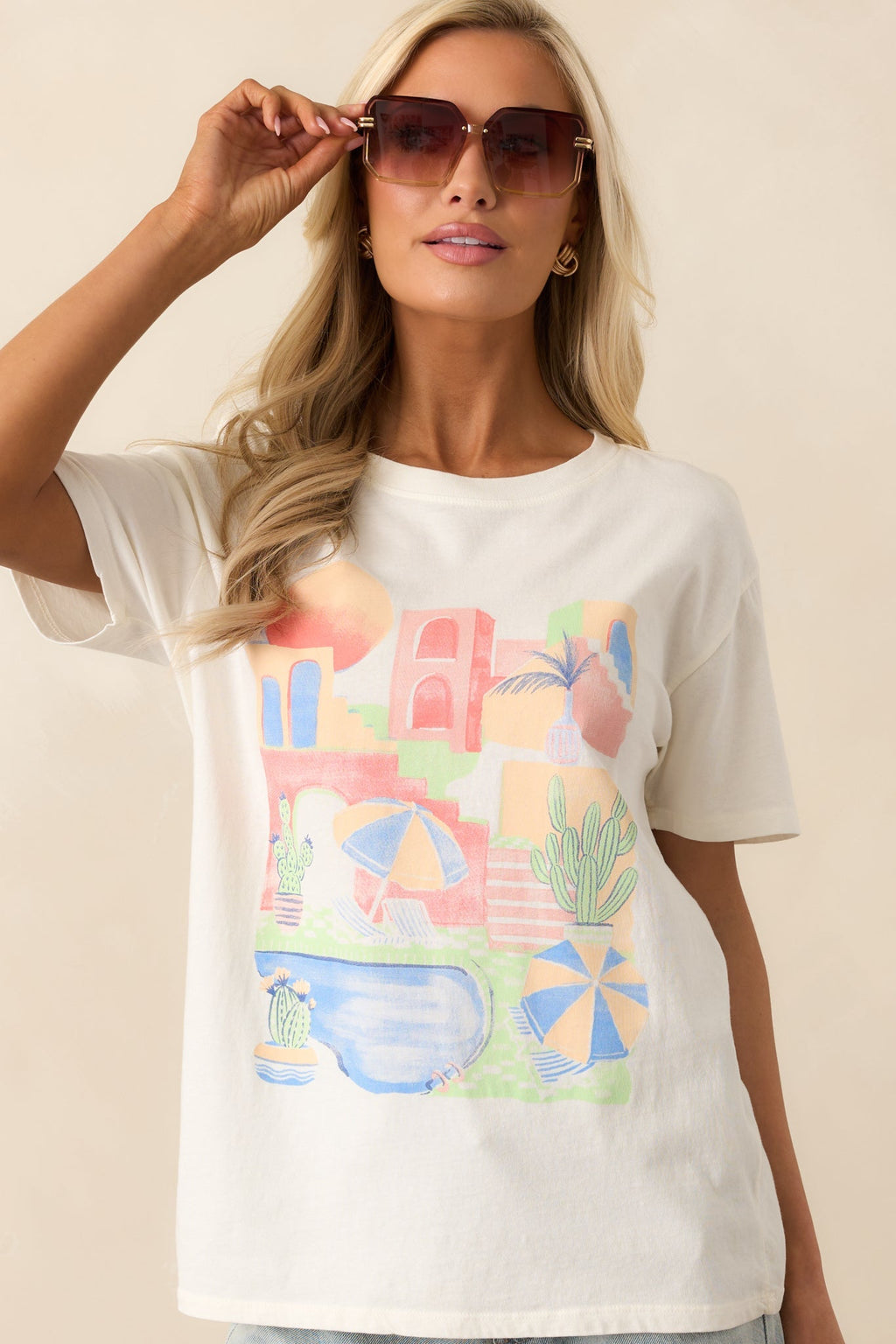 Z Supply Sea Salt Ivory Fun & Sun Boyfriend Tee