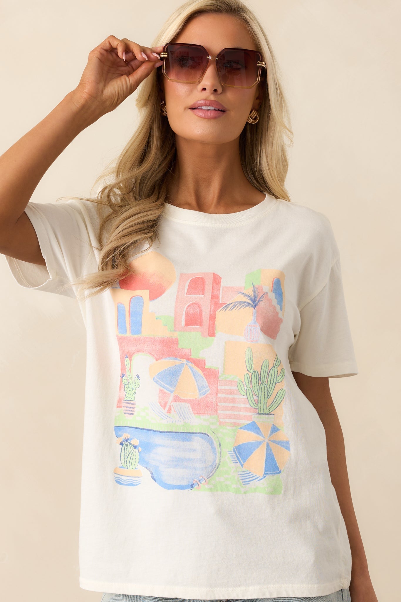 Z Supply Sea Salt Ivory Fun & Sun Boyfriend Tee